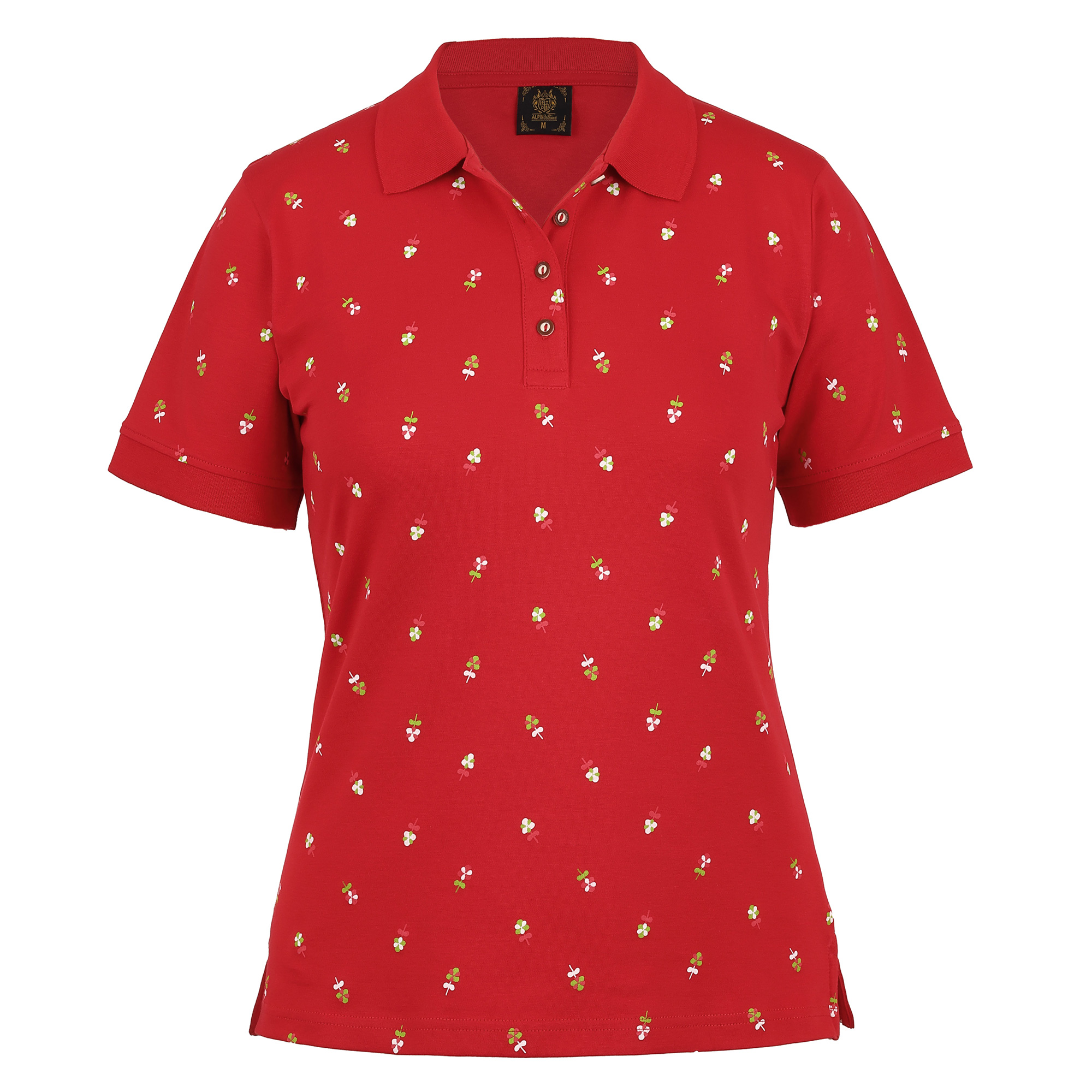 Damen Blümchen-Druck Polo "Kärnten", Rot