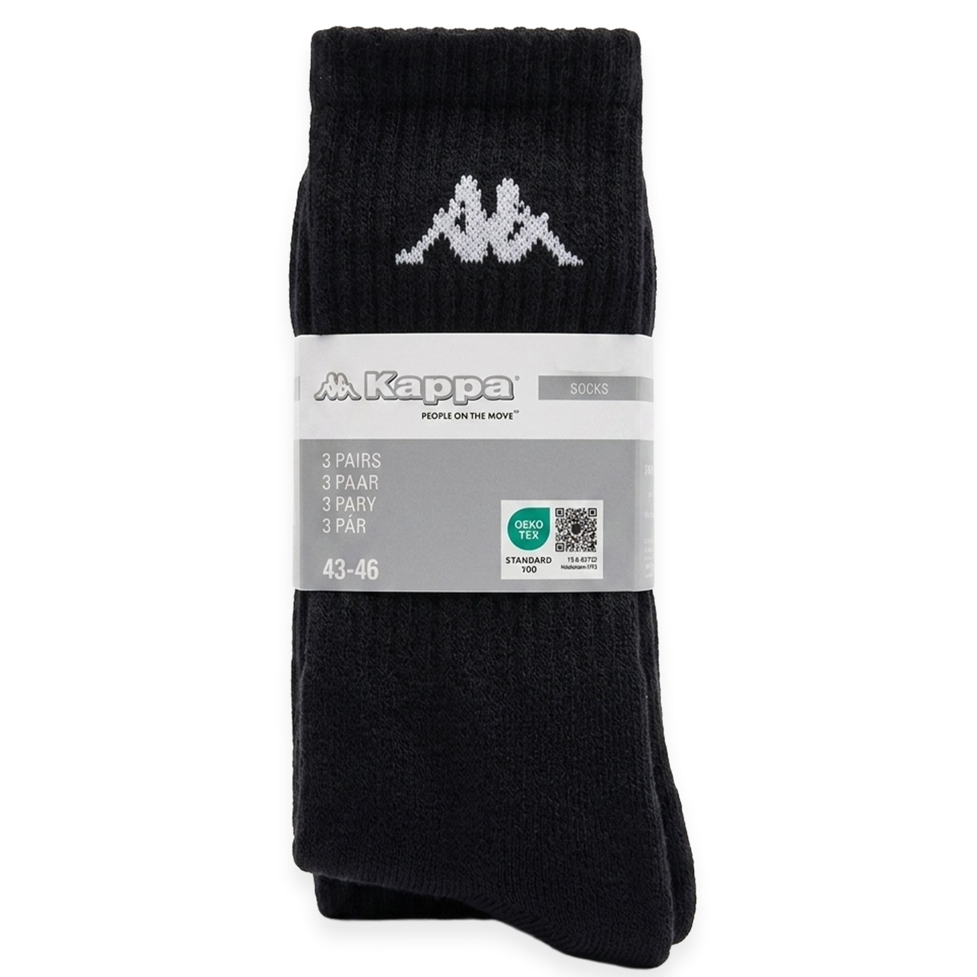 Sportsocken 3er-Pack "Kappa", Schwarz