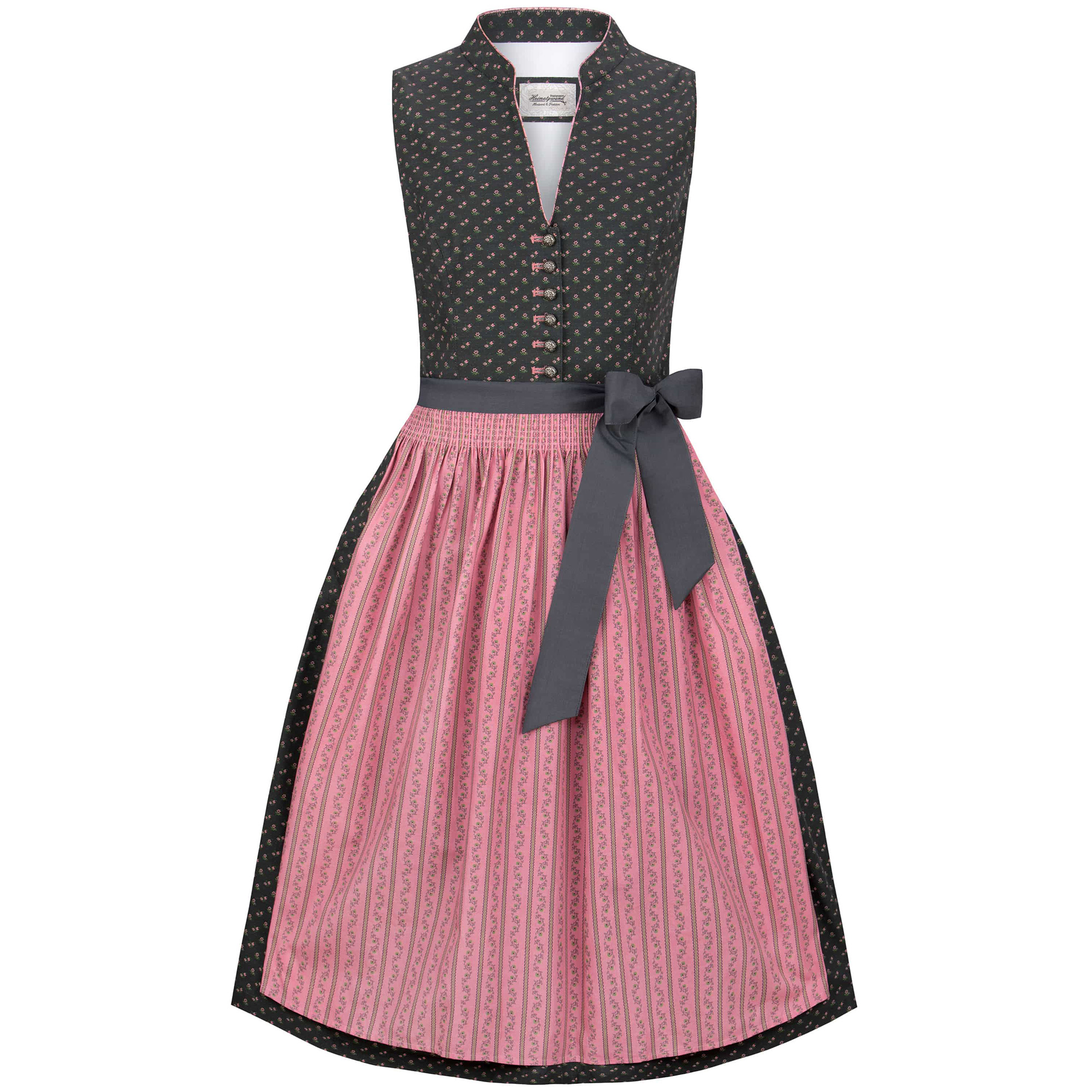 Damen Dirndl "Hanni", Dunkelgrau-Rot