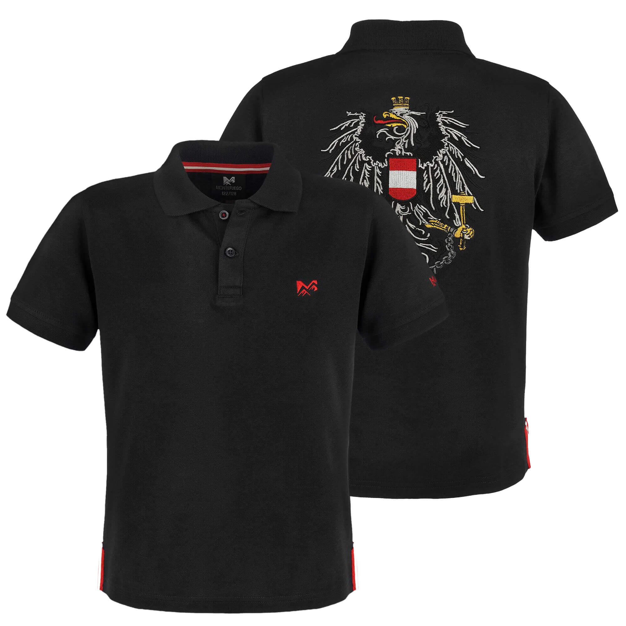 Kinder Poloshirt  "Österreich", Schwarz