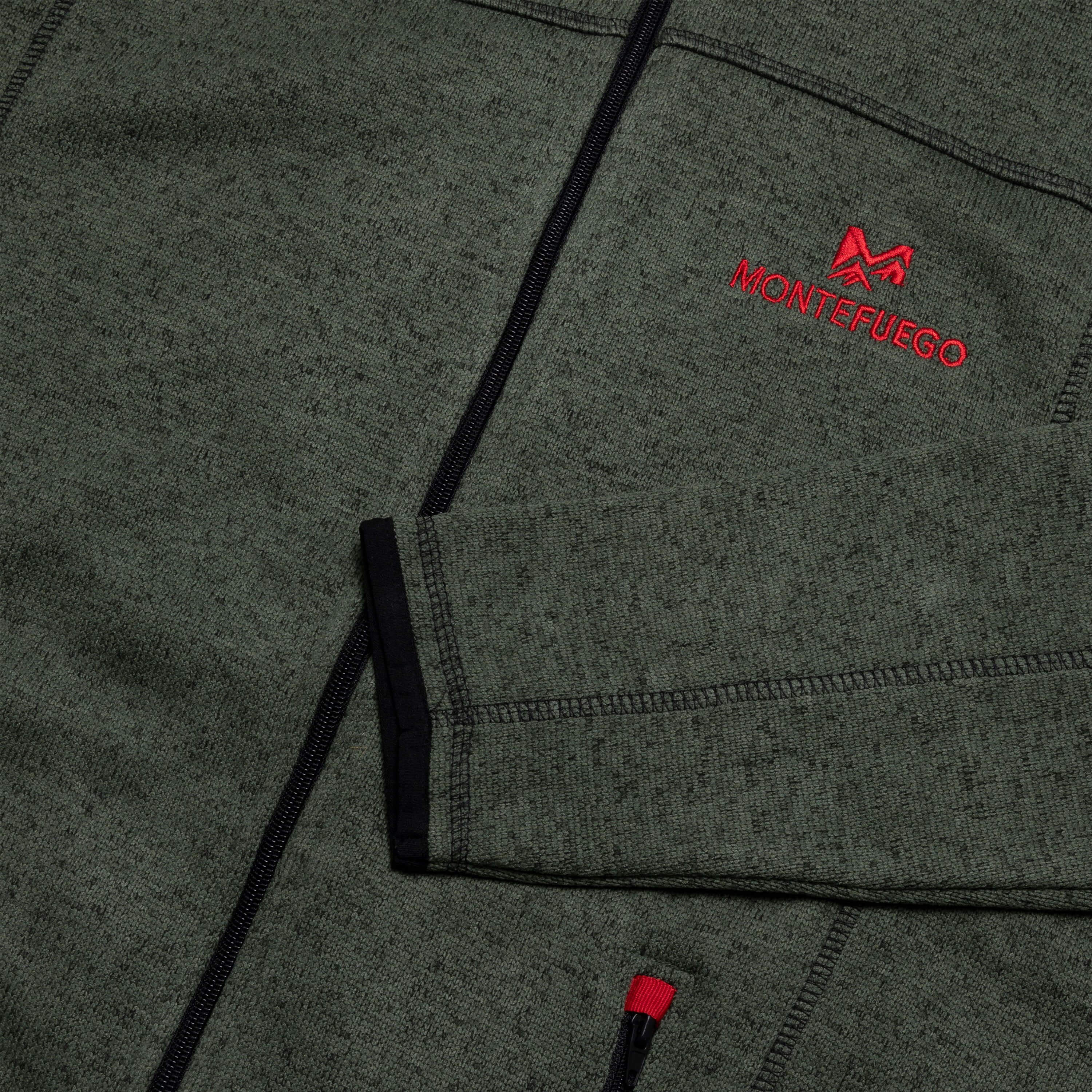 Detailansicht der Herren Strickfleece Jacke "Rudi", in der Farbe Olive