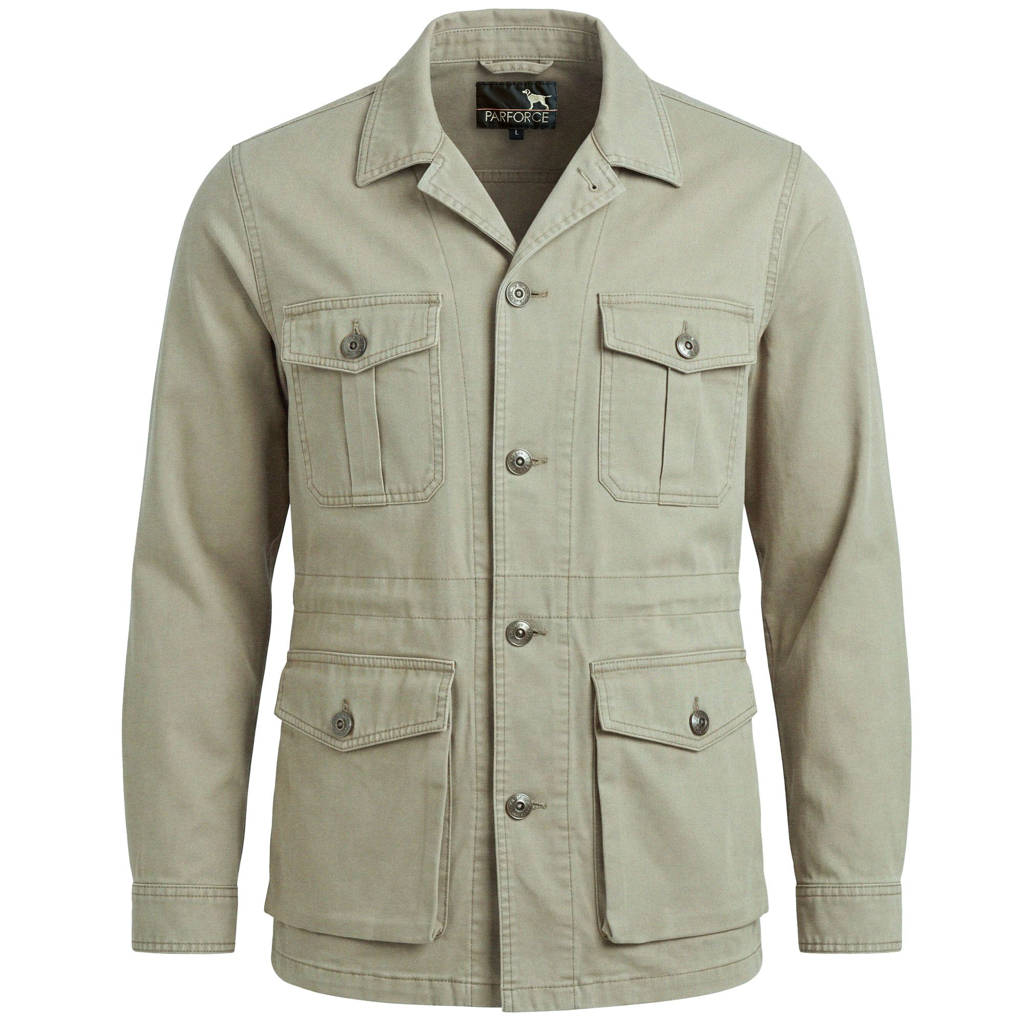 Vorderansicht der Herren Jagdjacke "Safari" Sakko in der Farbe Beige