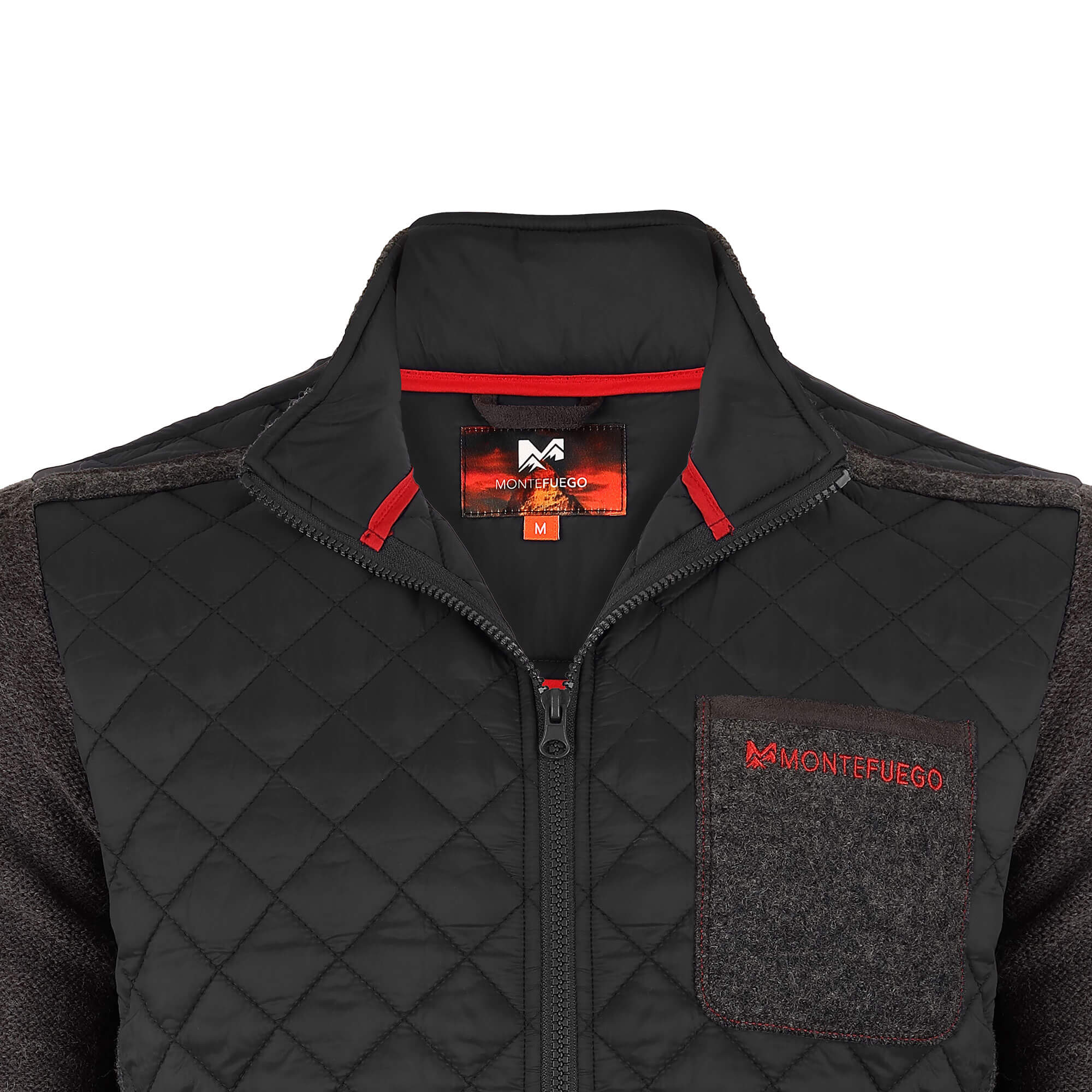  Detailansicht der Herren Strick-Stepp Outdoor Jacke "Alberto", in der Farbe Schwarz