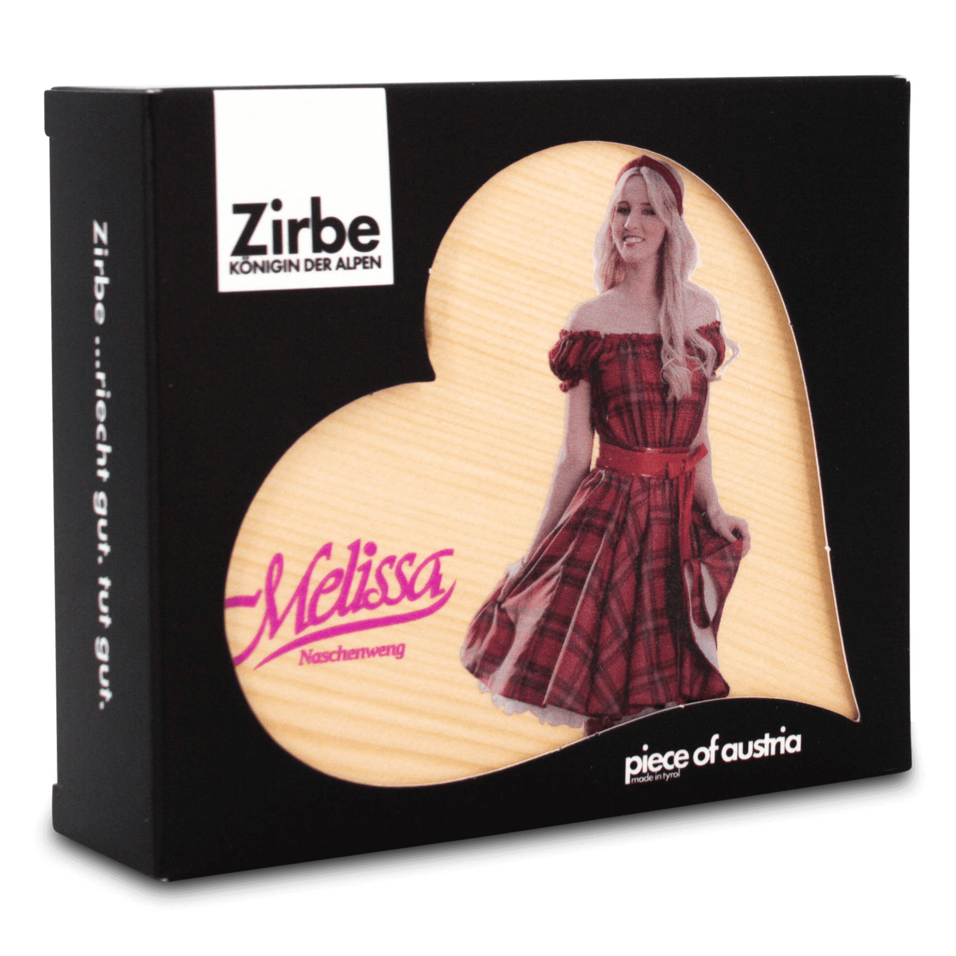 Zirbenherz Melissa Dirndl mit Verpackung