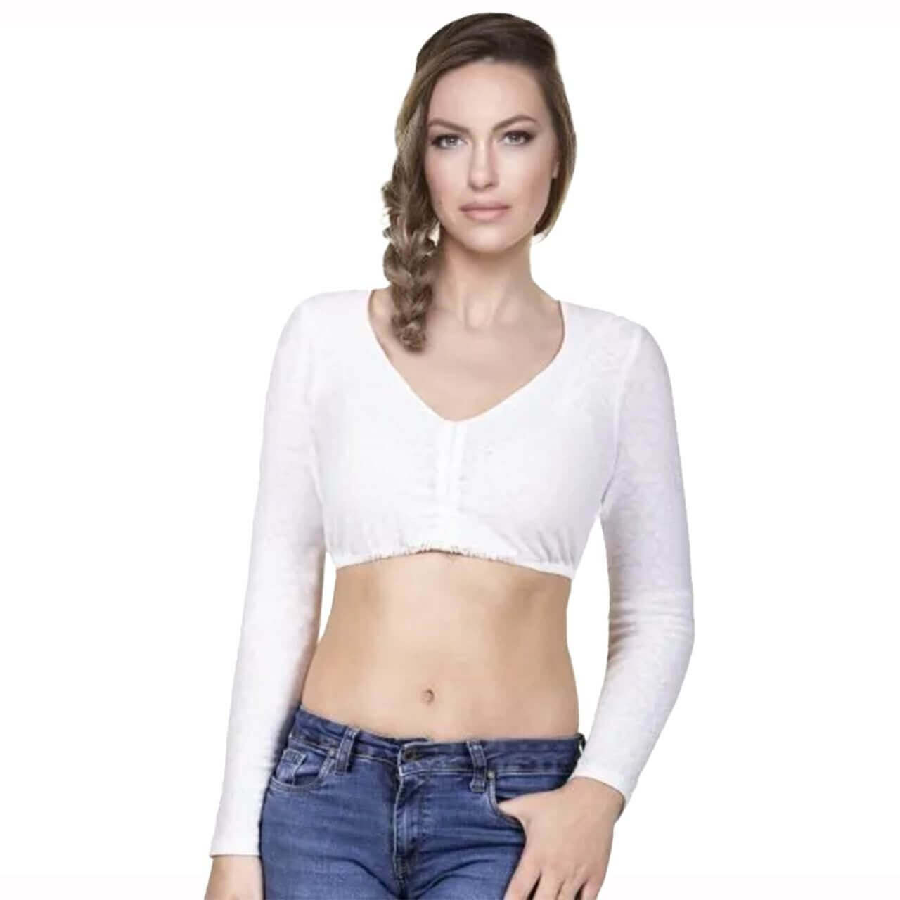 Damen Dirndlbluse Langarm "Susanne" in der Farbe Weiss