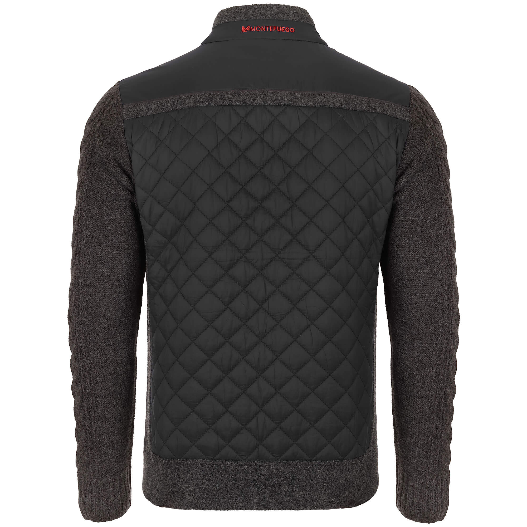 Rückansicht der Herren Strick-Stepp Outdoor Jacke "Alberto", in der Farbe Schwarz