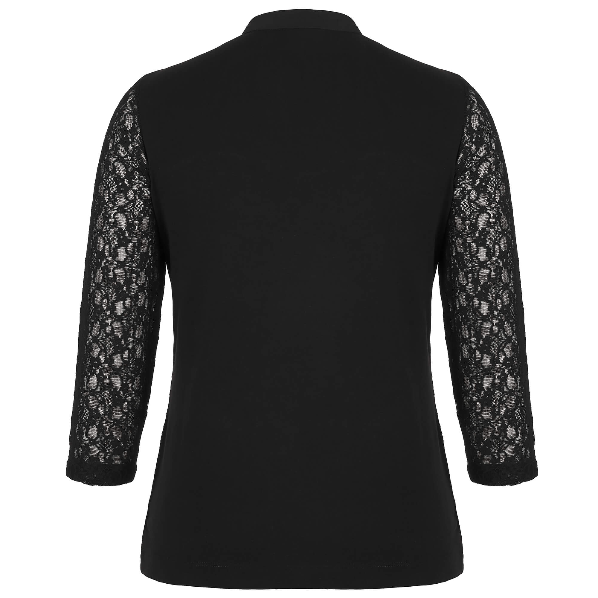 Hinteransicht vom Damen Spitzen 3/4 Top "Greta" in Schwarz
