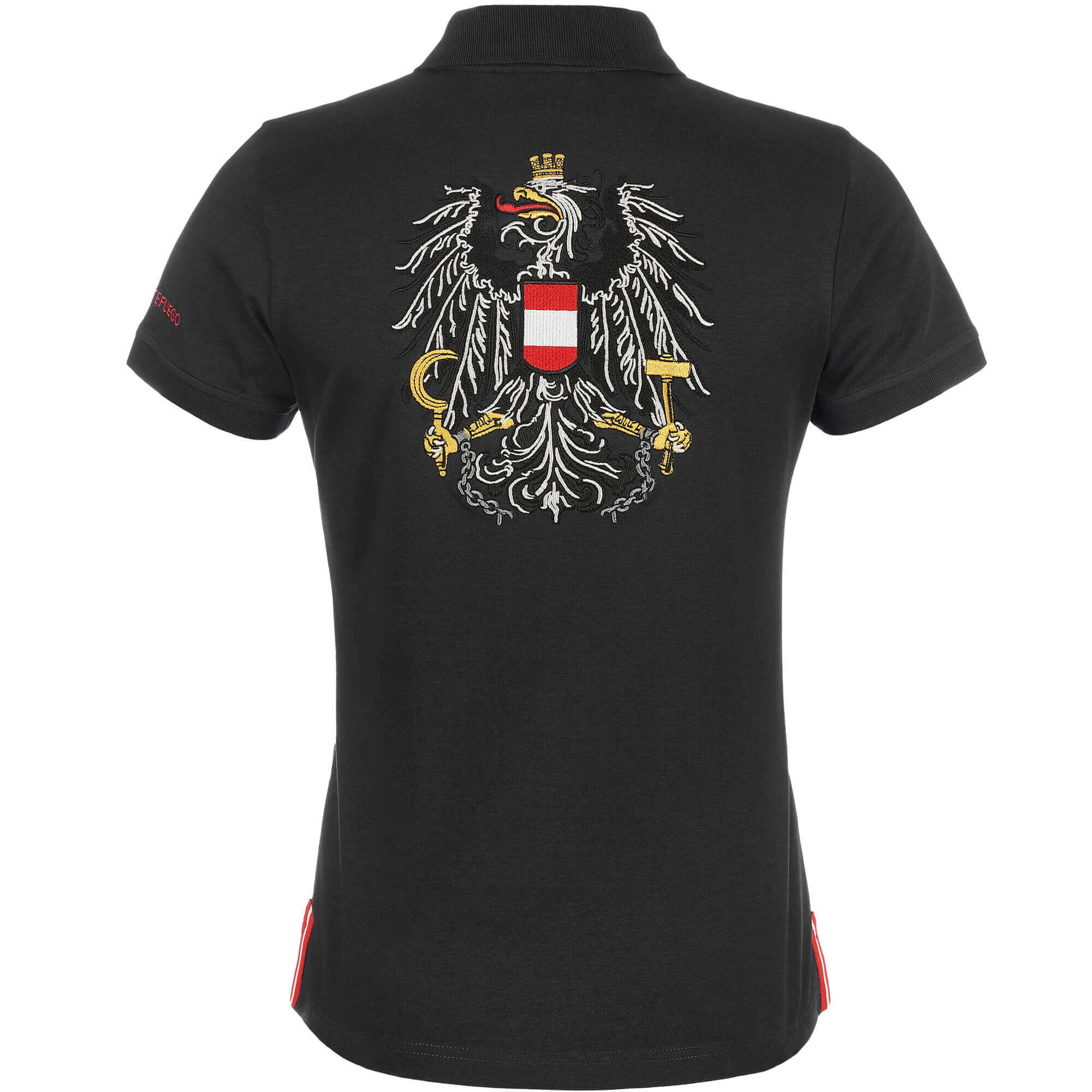 Hinteransicht des Damen Polo-Shirt "Österreich", in der Farbe Schwarz