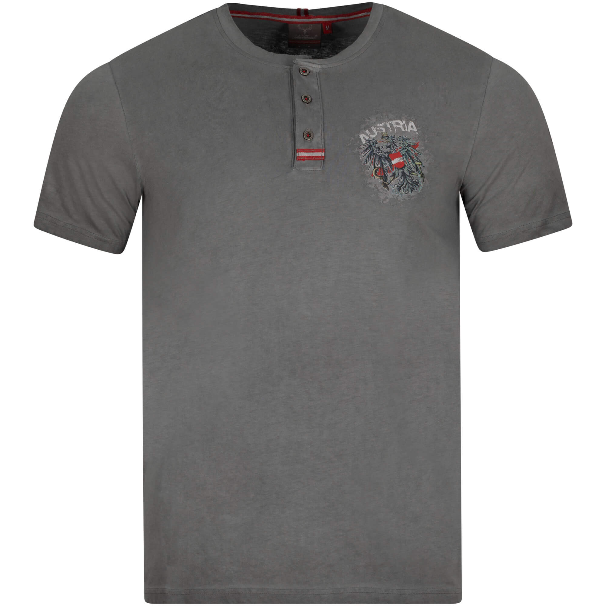 Herren T-Shirt "Austria", Grau mit kleinem Schriftzug Aufdruck auf der linken Seite