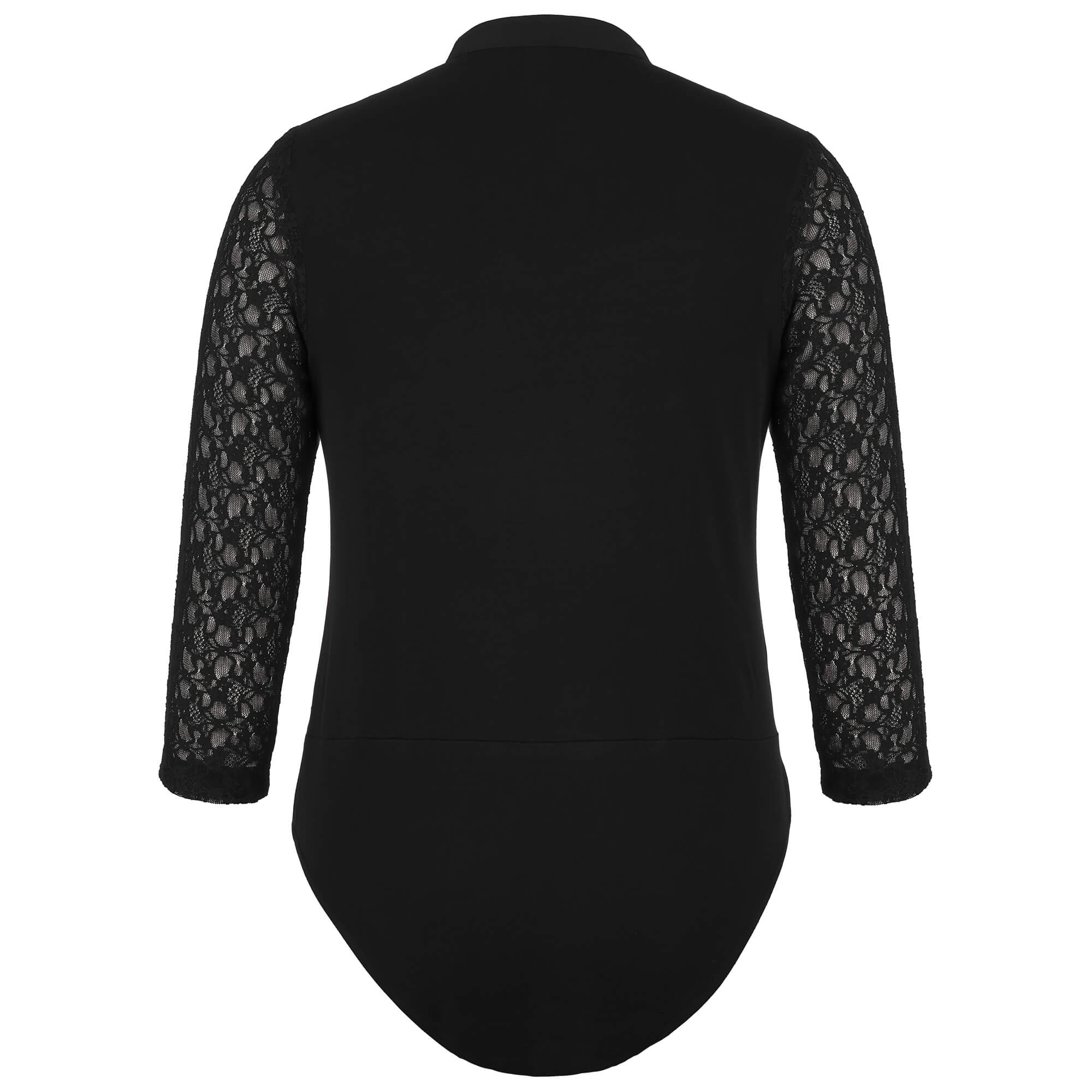 Hinteransicht des Damen Langarm Body "Luisa" in der Farbe Schwarz