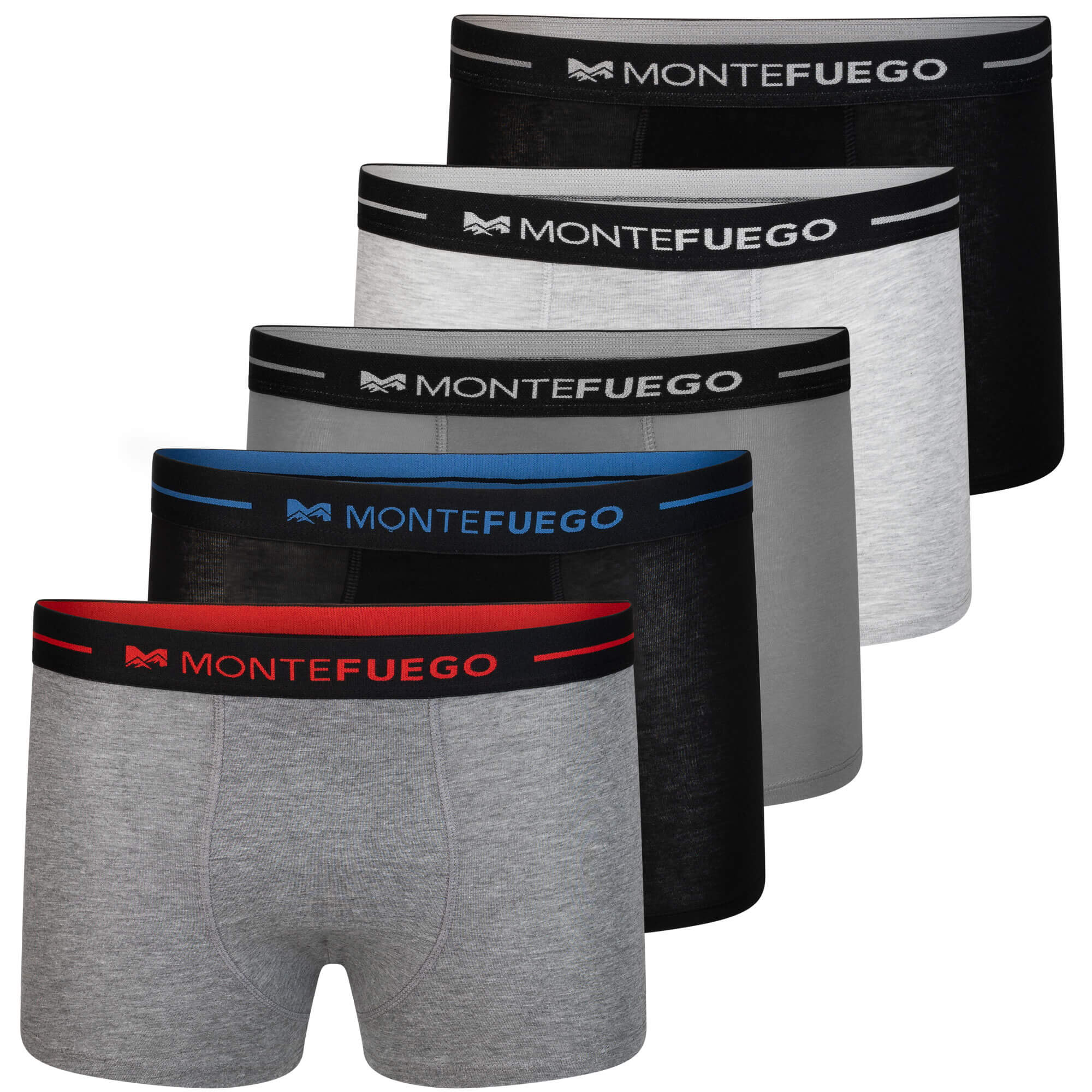 Vorderansicht der Herren Retro Boxershorts im 5er Pack, Schwarz und Grau, Set 03