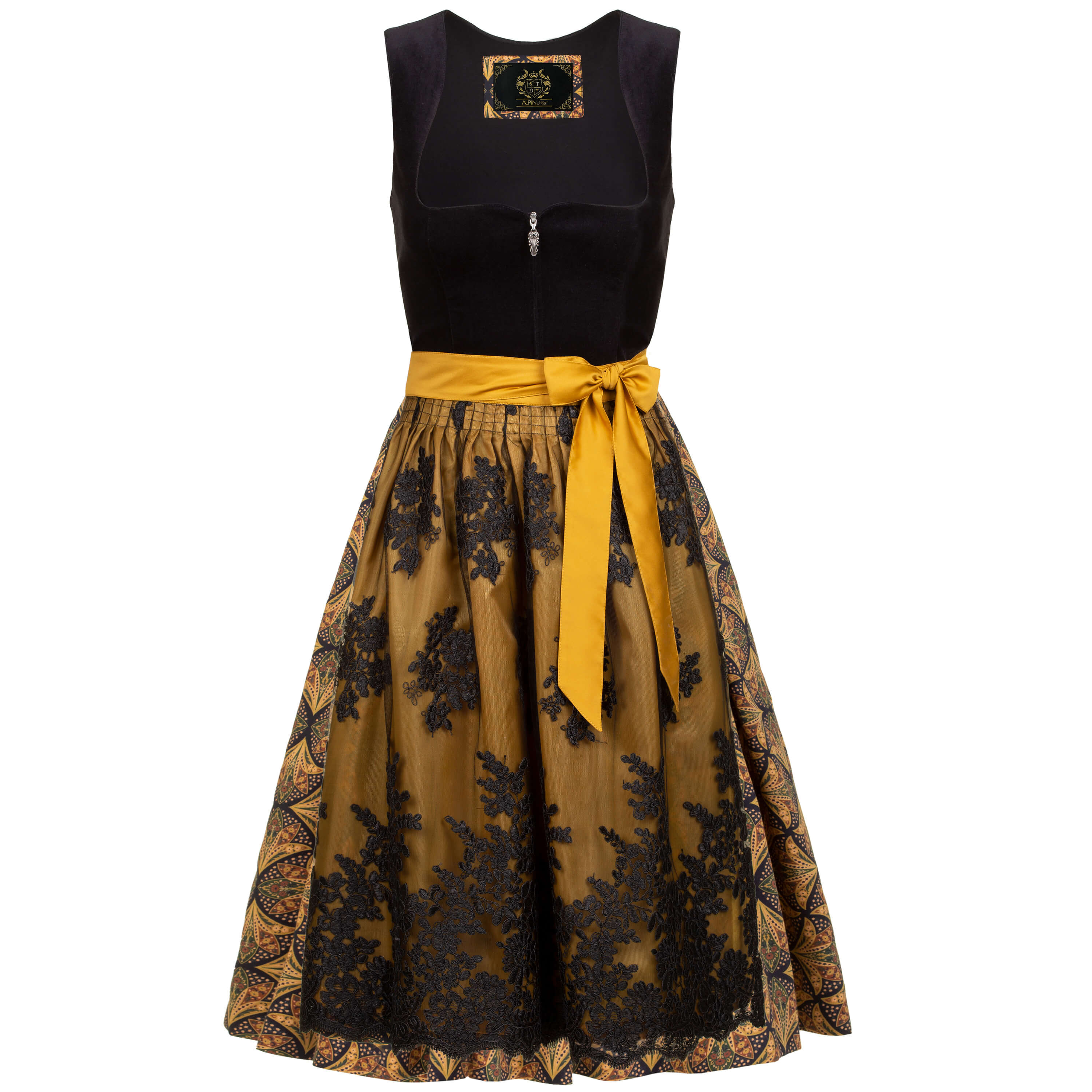 Damen Dirndl "Skyla", Schwarz-Orange