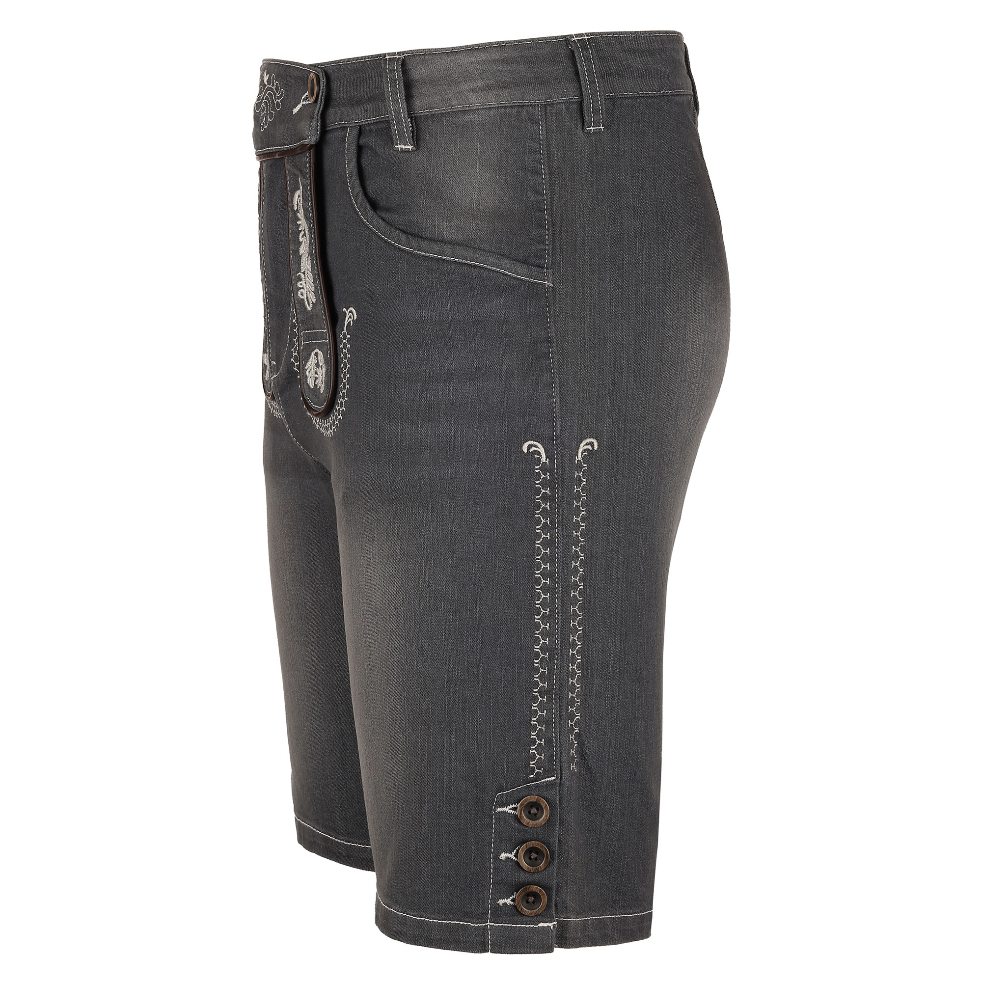 Seitenansicht der kurzen Herren Trachtenhose "Marlon" in der Farbe Stone