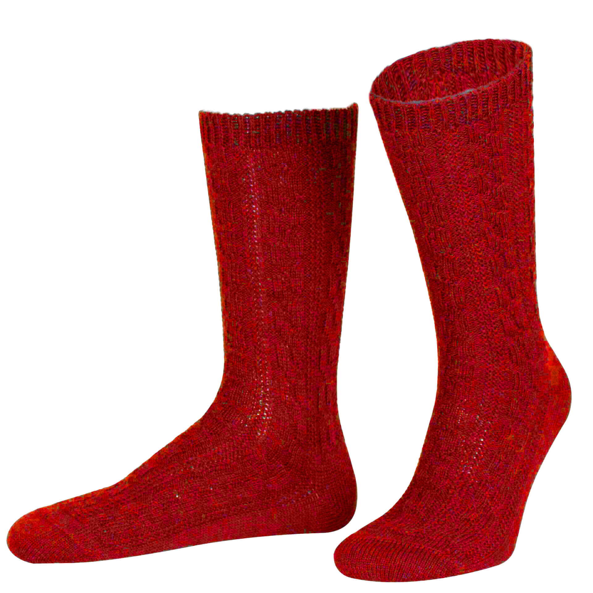 Vorderansicht der Herren Trachtenschoppersocken, in der Farbe Rot