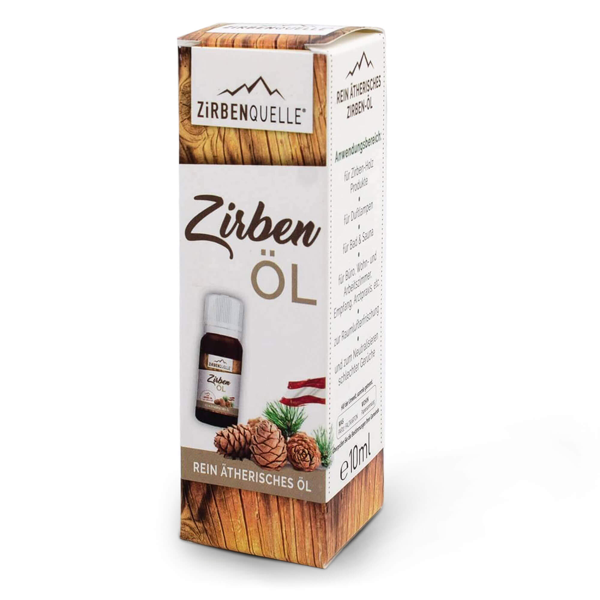 Vorderansicht des Geschenksets "Zirbenapfel 4-teilig", Zirbenöl