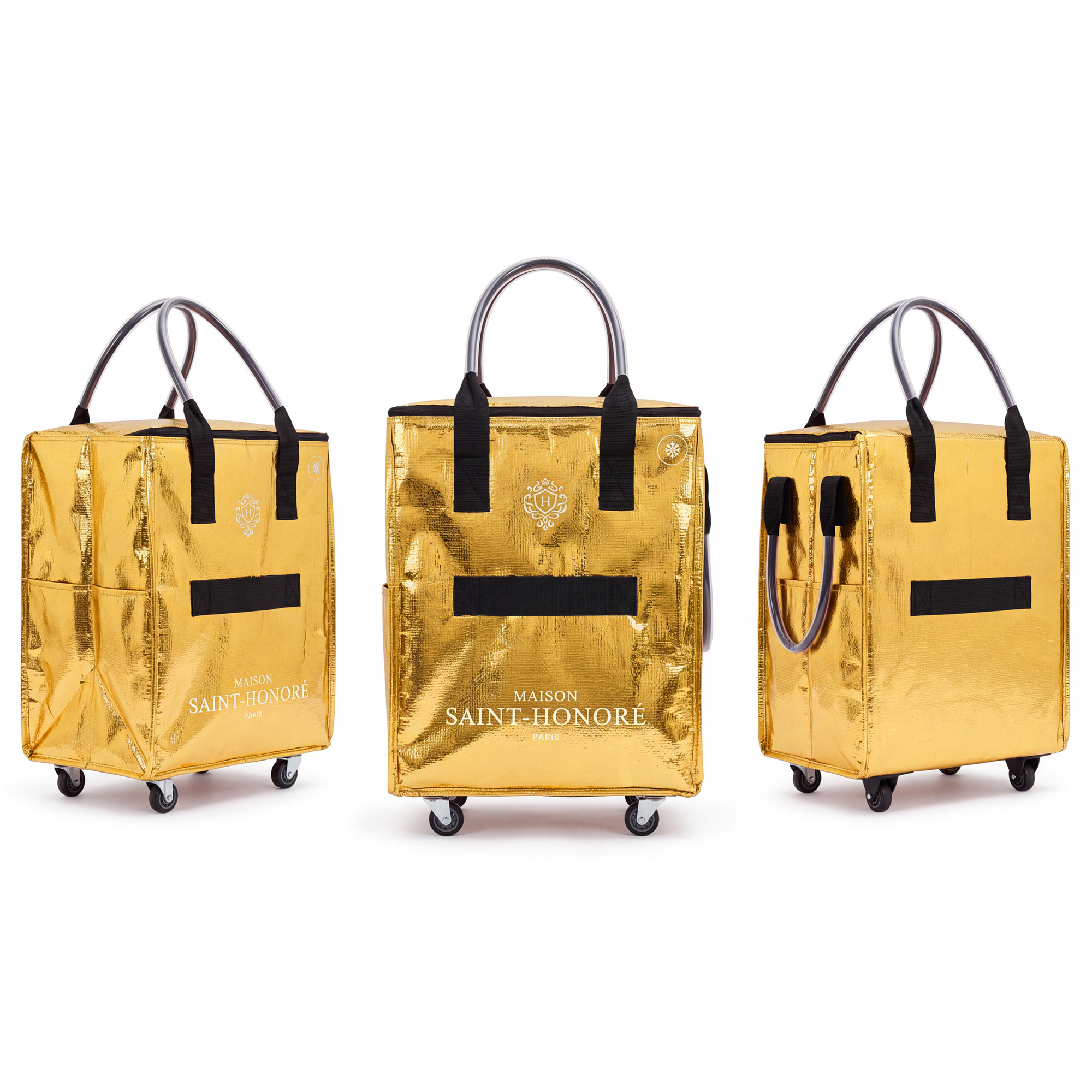 Shopper mit Rollen, Metallic Gold