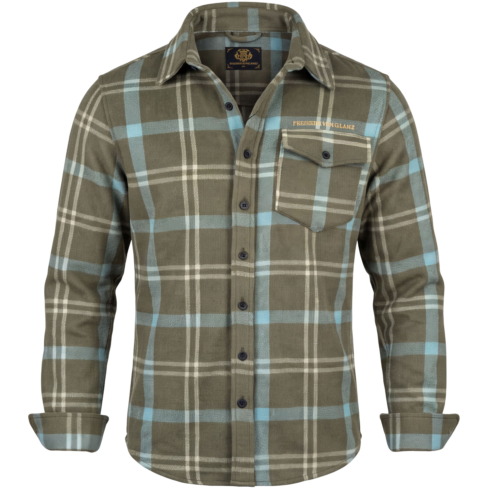 Herren Jagd Flanellhemd "Hunt", Olive-Blau