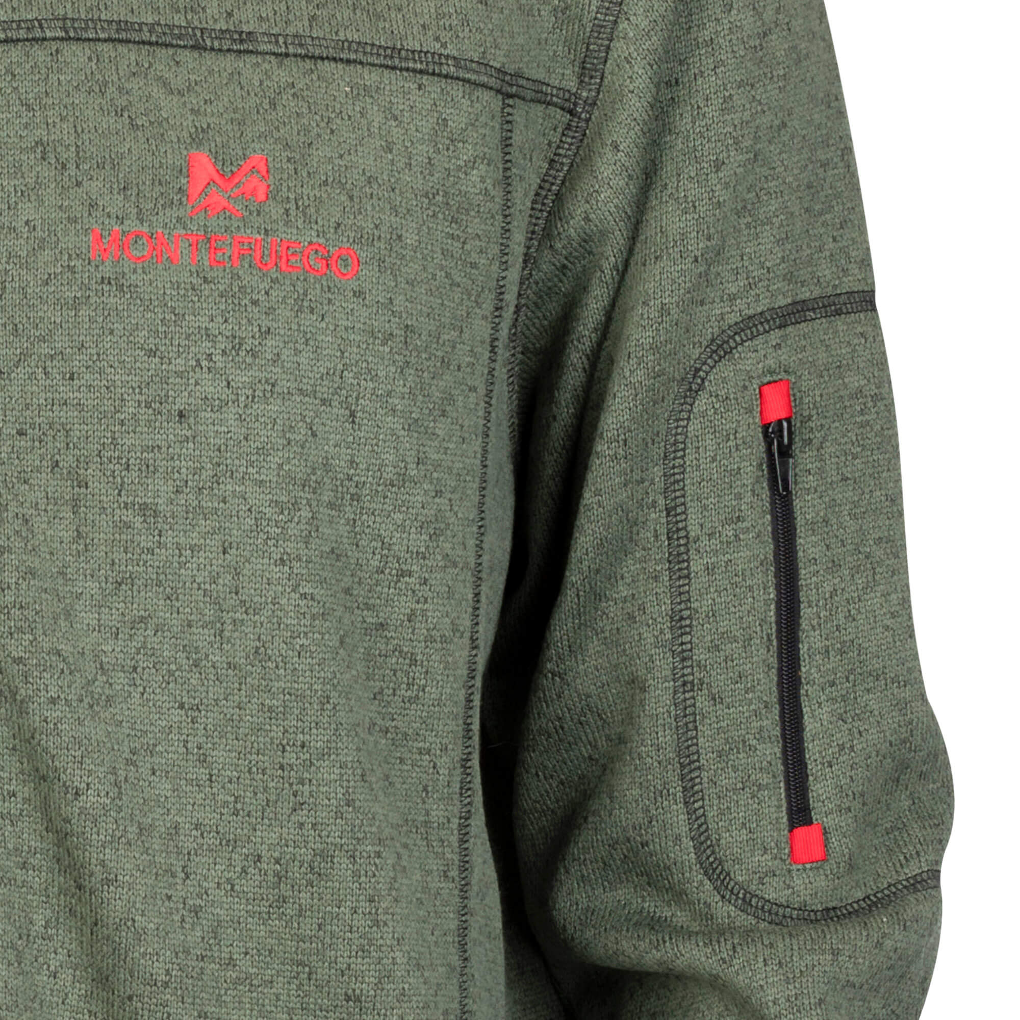 Detailansicht der Herren Strickfleece Jacke "Montefuego" in der Farbe Oliv