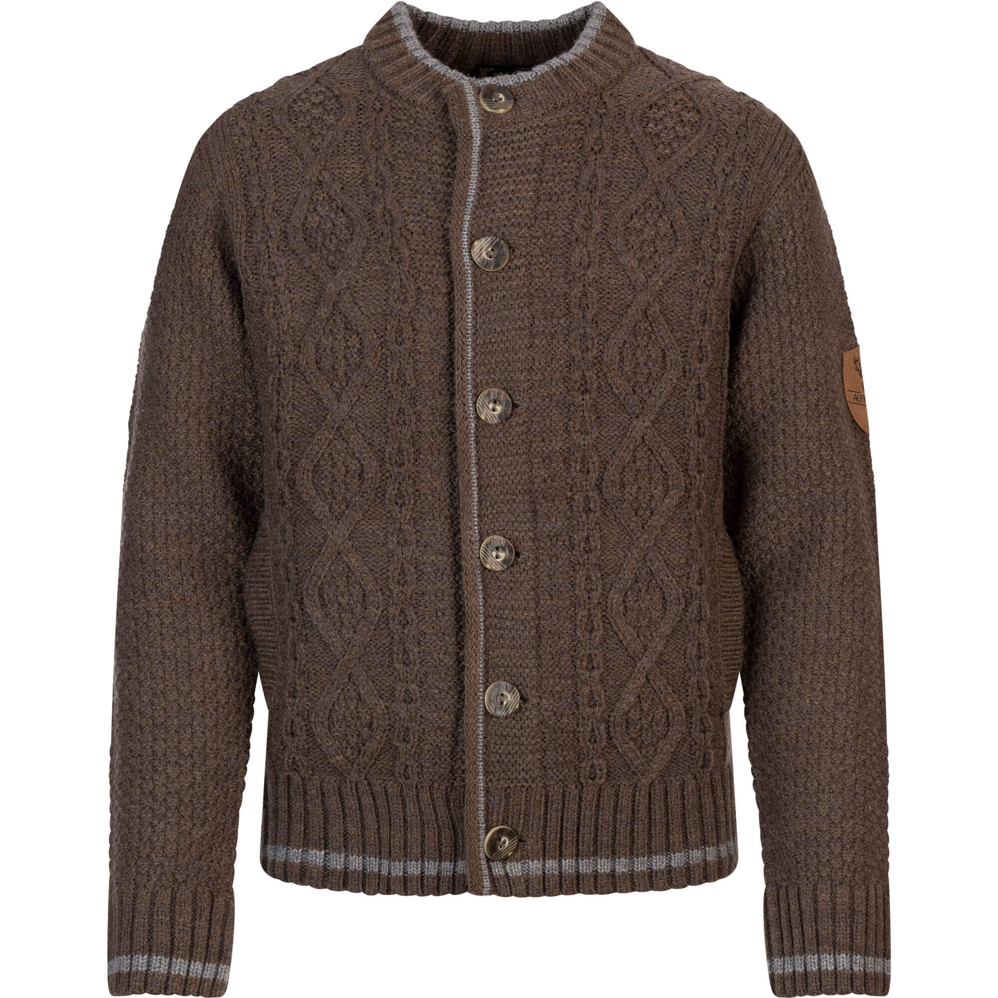 Voderansicht der Kinder Strickjacke Anton mit Knöpfen in der Farbe "Braun"