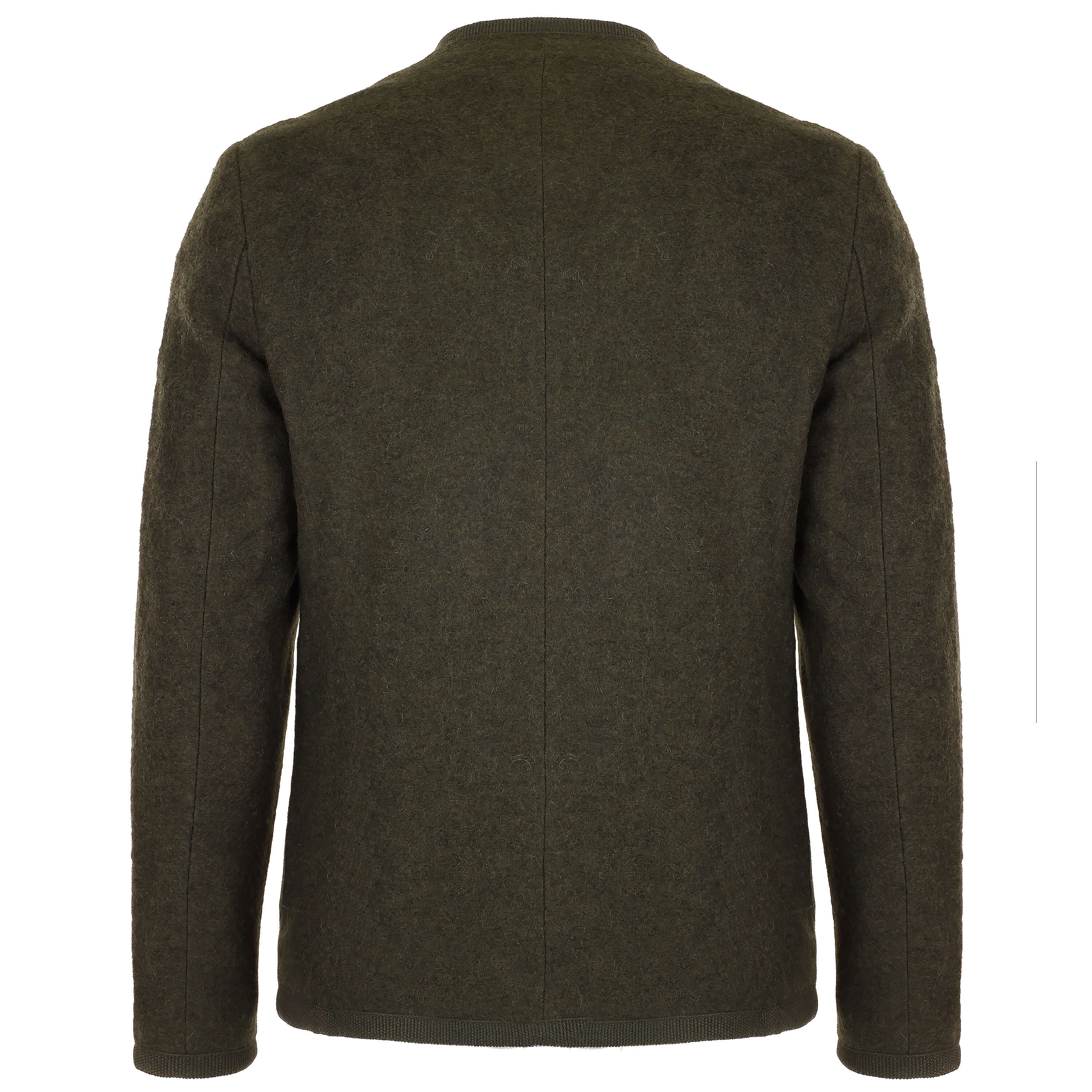 Herren Merinojacke "Richard" mit Knöpfen in der Farbe "Grün" Ansicht Hinten