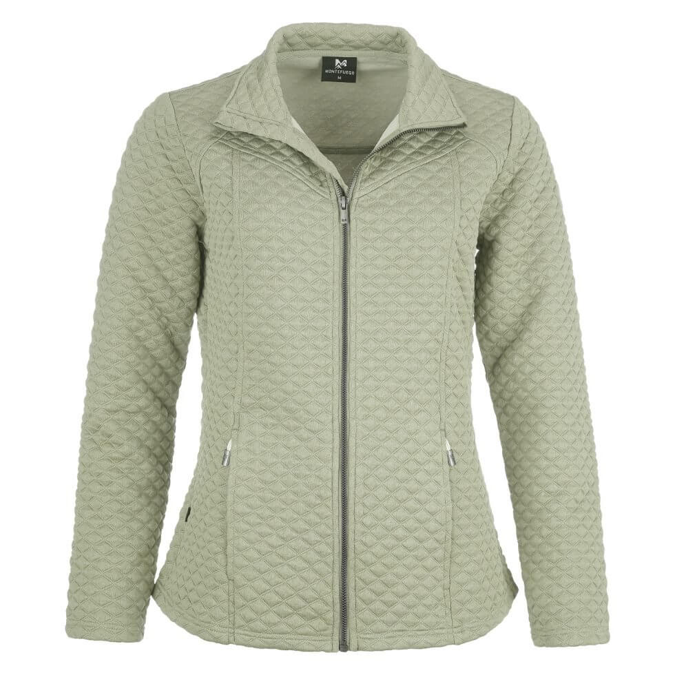 Vorderansicht der Damen Powerstretch Jacke "Anna" in der Farbe Hellgruen