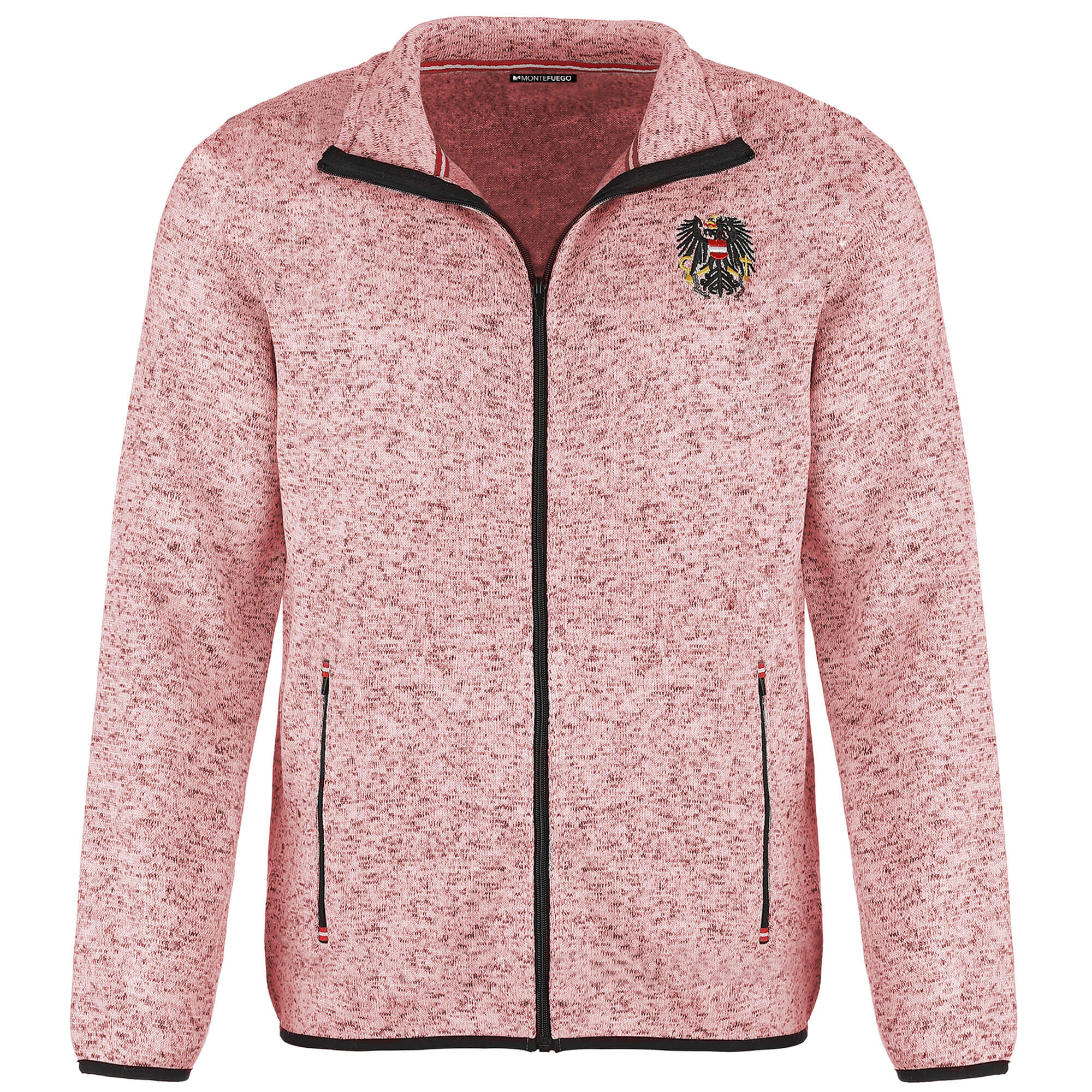 Vorderansicht Kinder Strickfleecejacke Österreich, in der Farbe Rosa