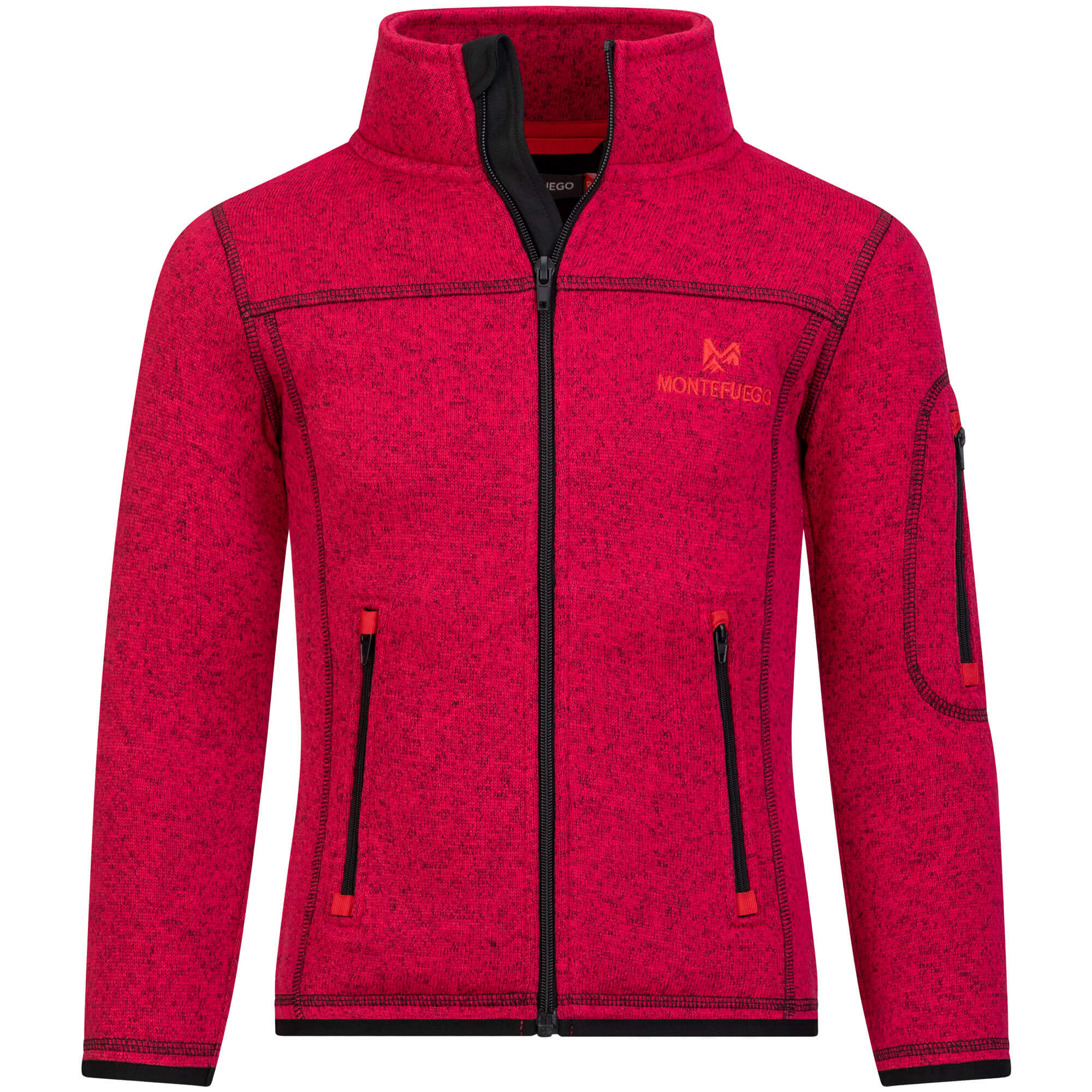 Vorderansicht der Kinder Strickfleece Jacke "Montefuego", in der Farbe Magenta