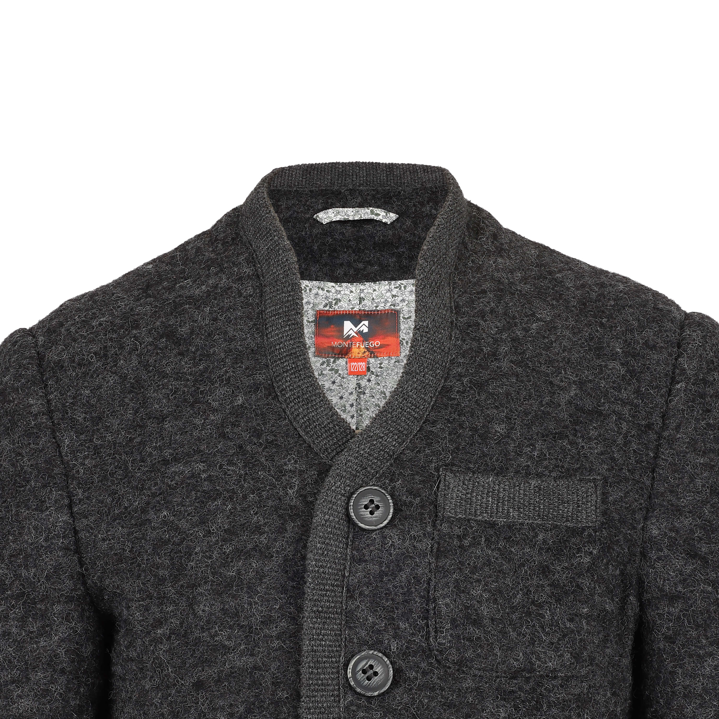 Herren Merinojacke "Richard" mit Knöpfen in der Farbe "Anthra" Detailansicht