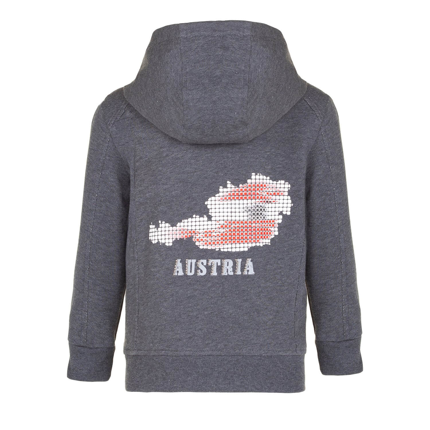 Hinteransicht der Kinder Hoddie Jacke "Austria", in Dunkelgrau