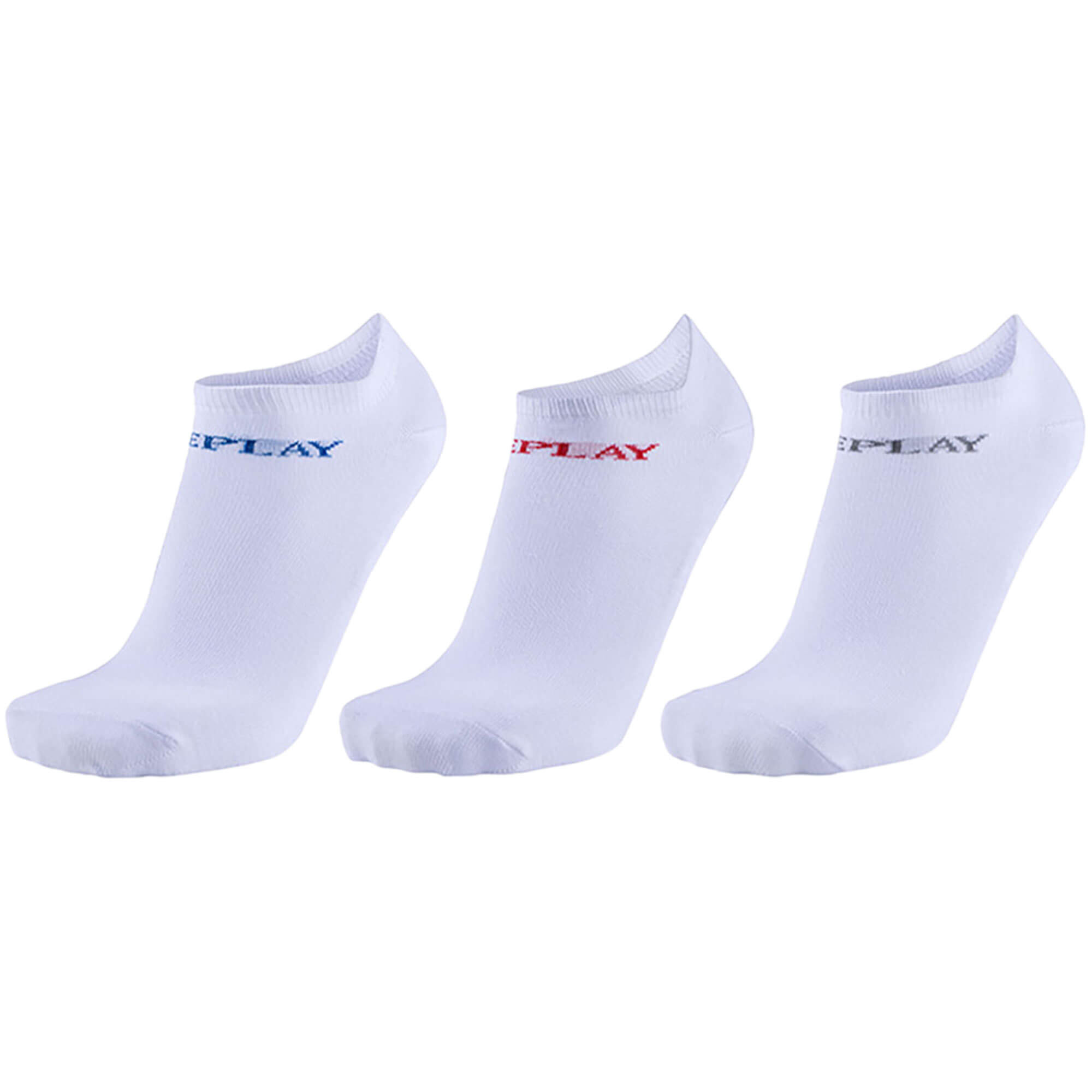 Herren Sneakersocken REPLAY 3er-Pack, Farbe Weiß mit farbigem Logo