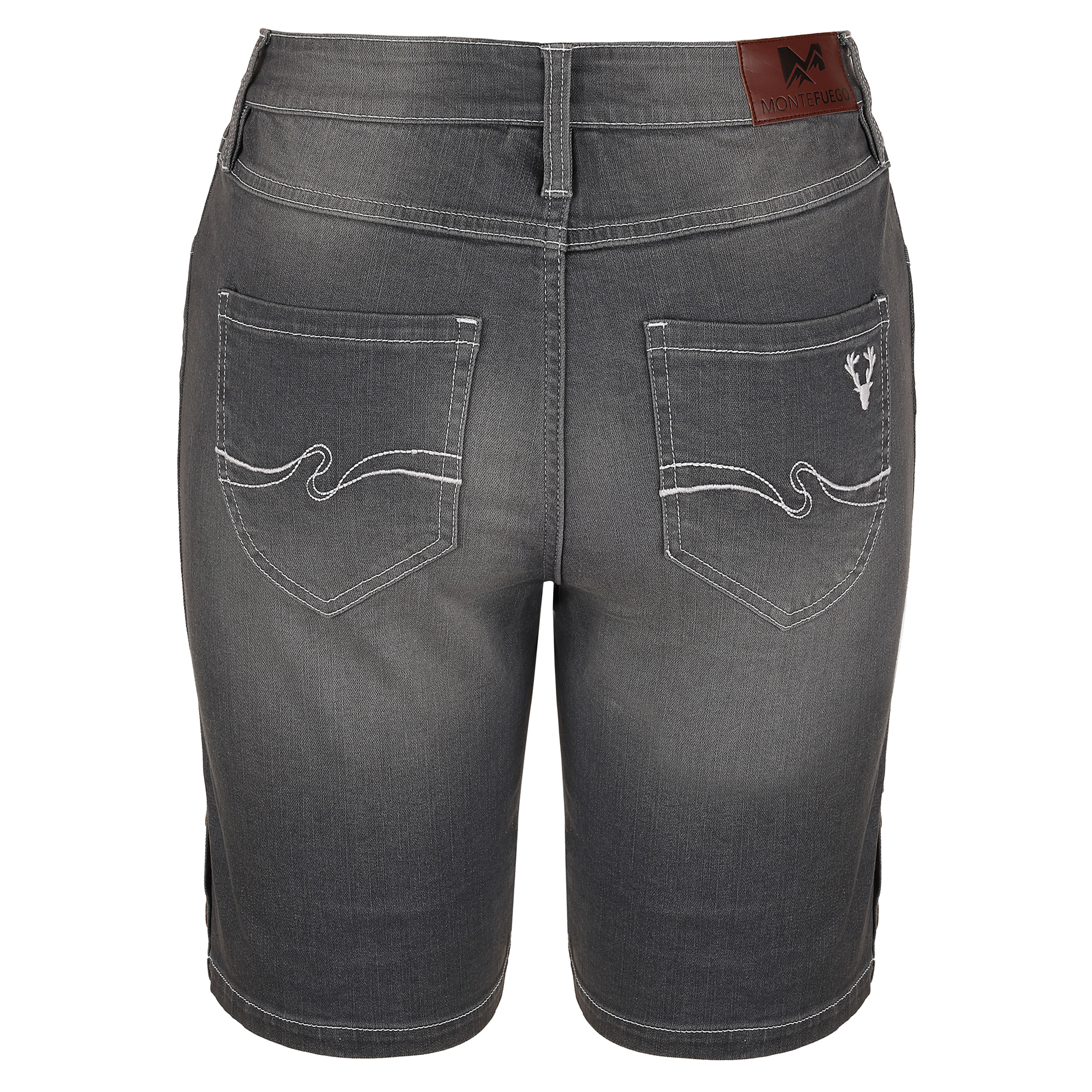 Hinteransicht der kurzen Damen Trachtenhose "Melina" in der Farbe Stone