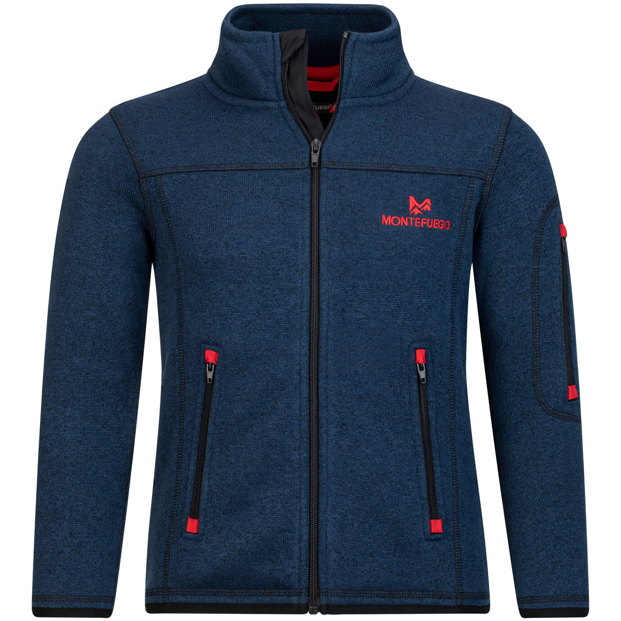 Vorderansicht der Kinder Strickfleece Jacke "Montefuego", in der Farbe Blau