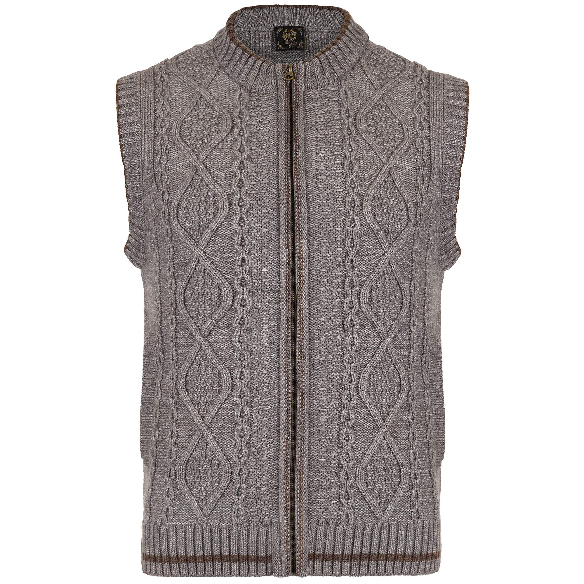 Vorderansicht der Herren Strickweste "Anton", mit Reißverschluss, in der Farbe Grau