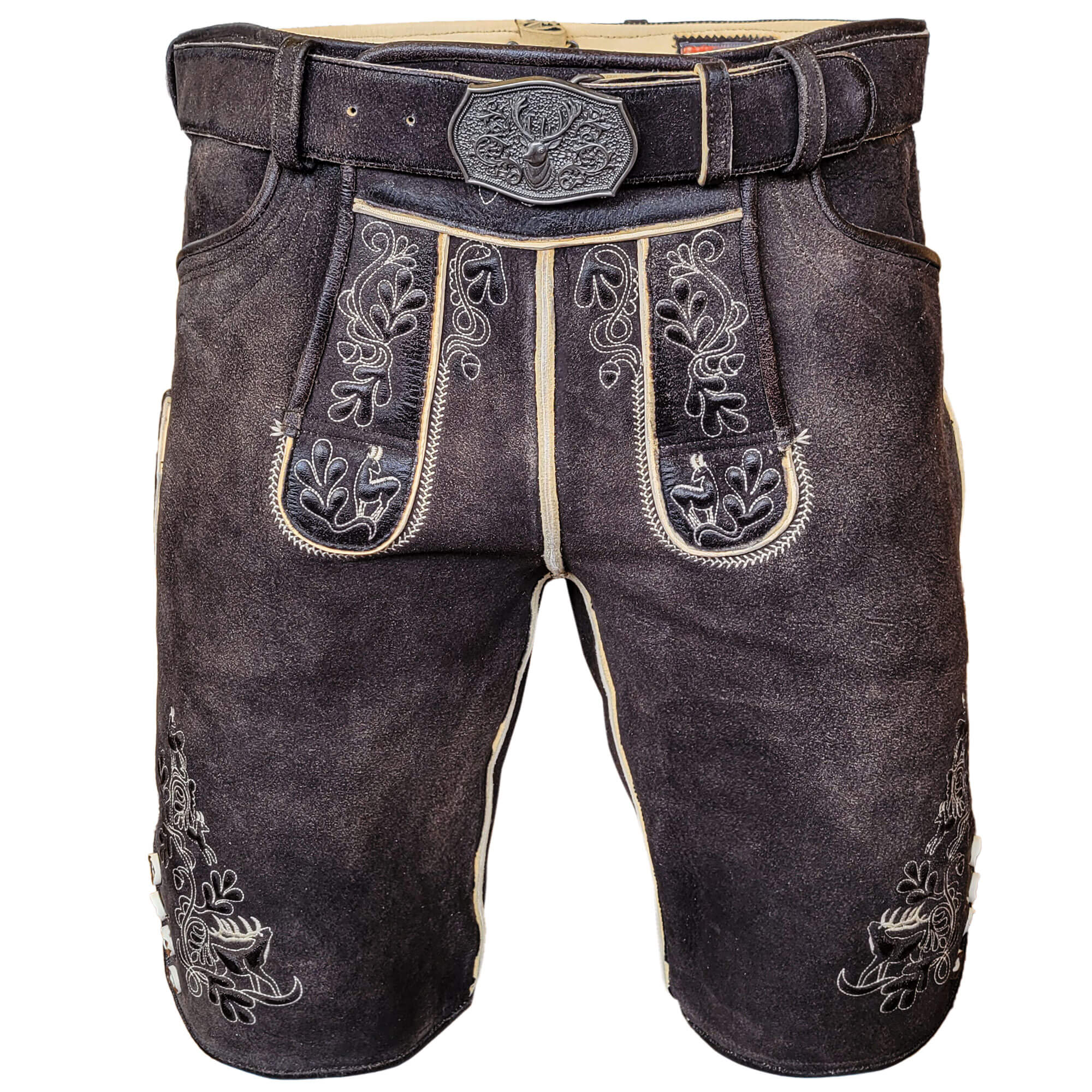 Herren Hirschlederhose "Auerhahn", Dunkelbraun