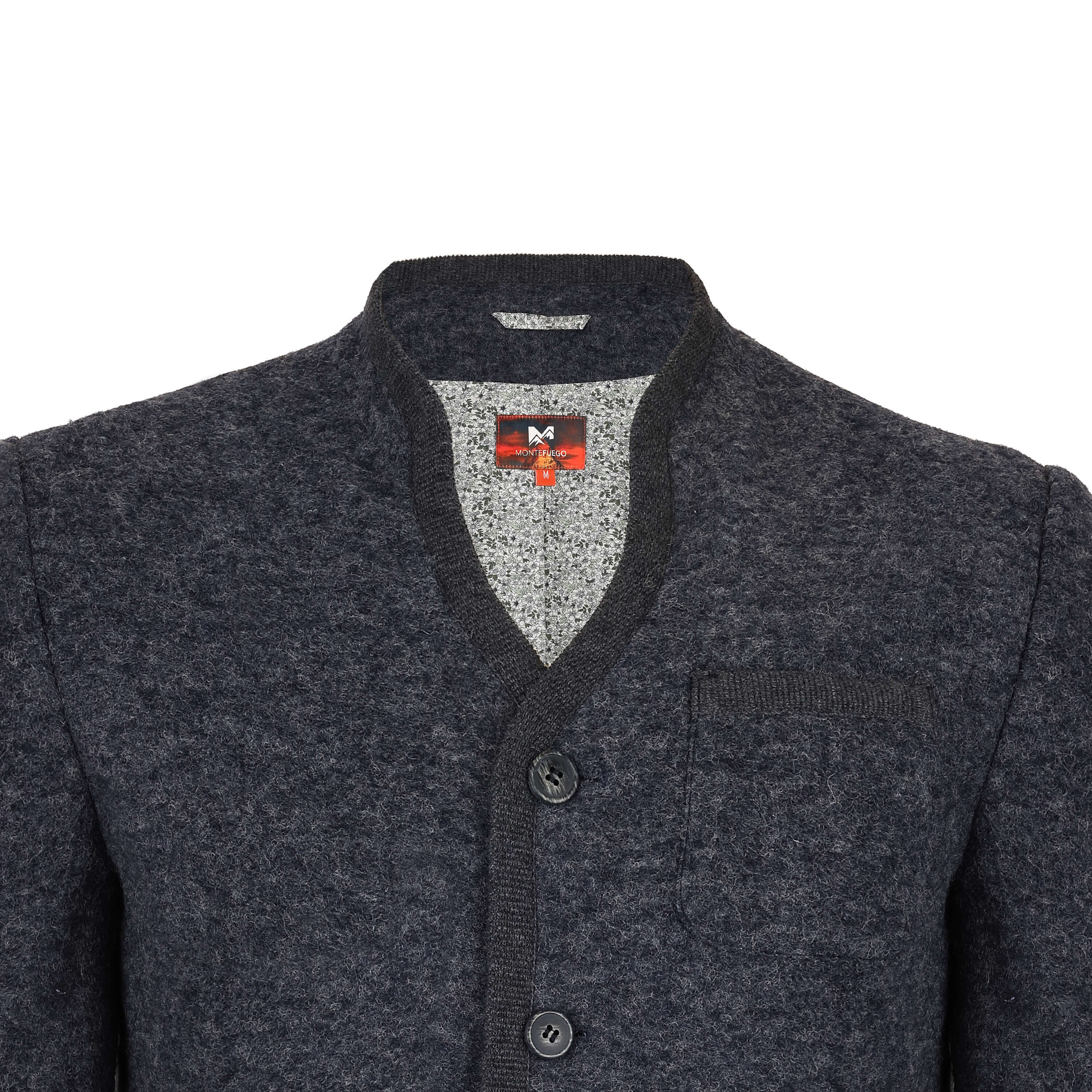 Herren Merinojacke "Richard" mit Knöpfen in der Farbe "Navy" Detailansicht