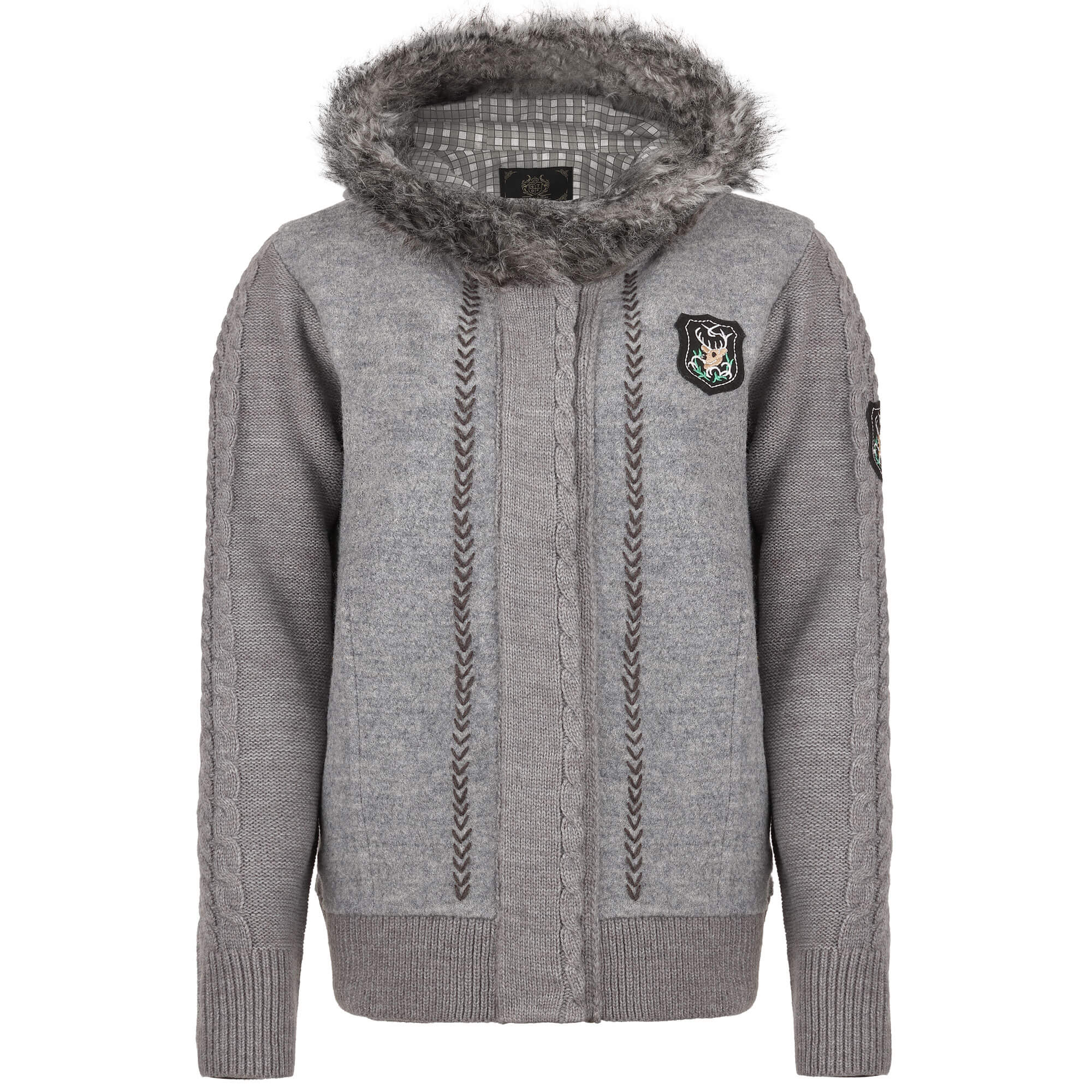 Vorderansicht der Damen Strickjacke "Lucie", in der Farbe Grau