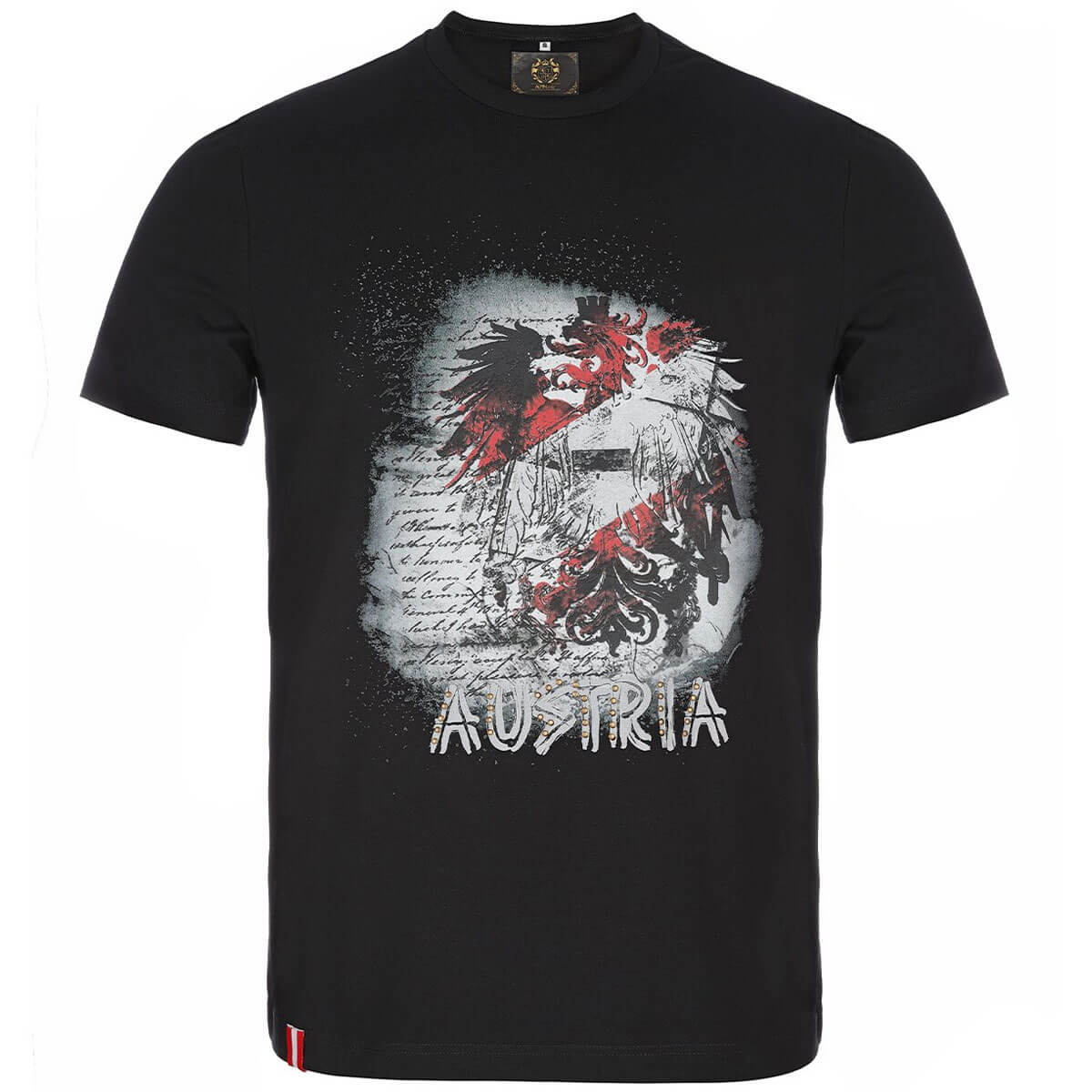 Vorderansicht des Herren T-Shirt "Austria", in der Farbe Schwarz