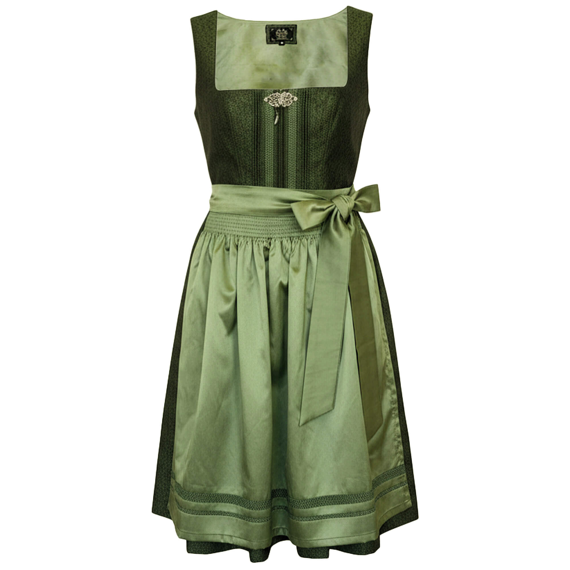 Vorderansicht des Damen Dirndl "Fini" in der Farbe Grün