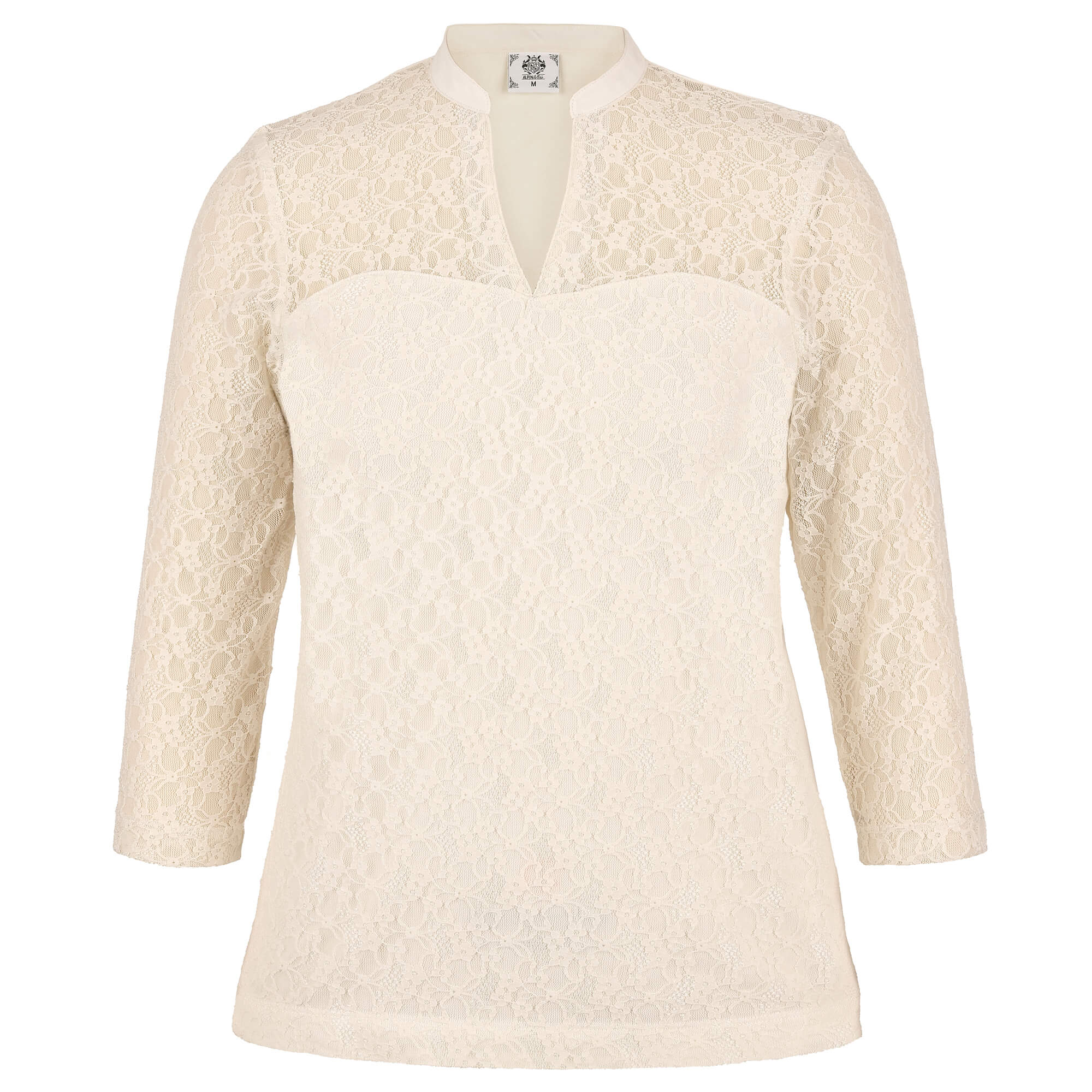 Vorderansicht des Damen 3/4 Spitzentops "Greta" in der Farbe Skin