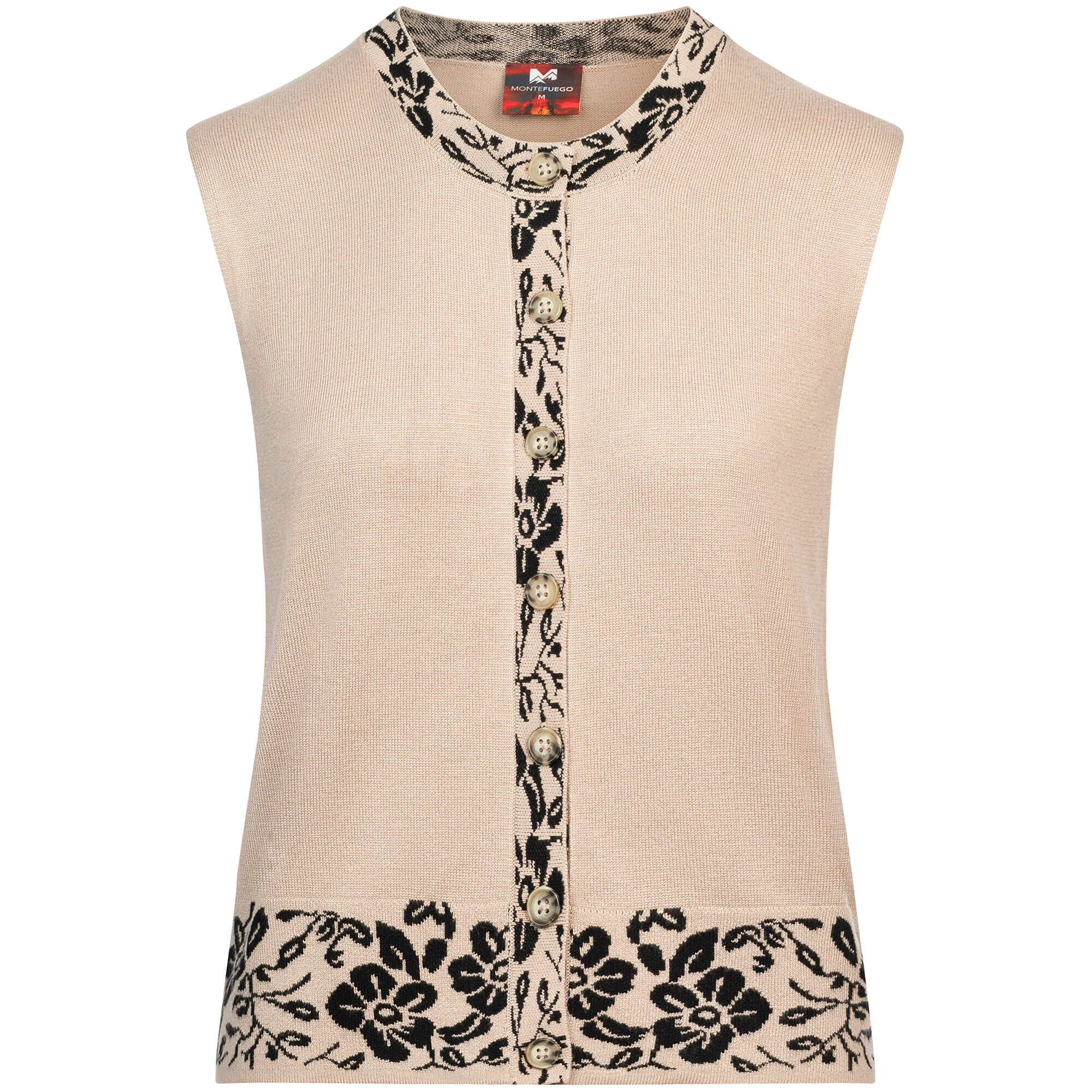 Vorderansicht der Damen Feinstrickweste "Wallersee", in der Farbe Beige
