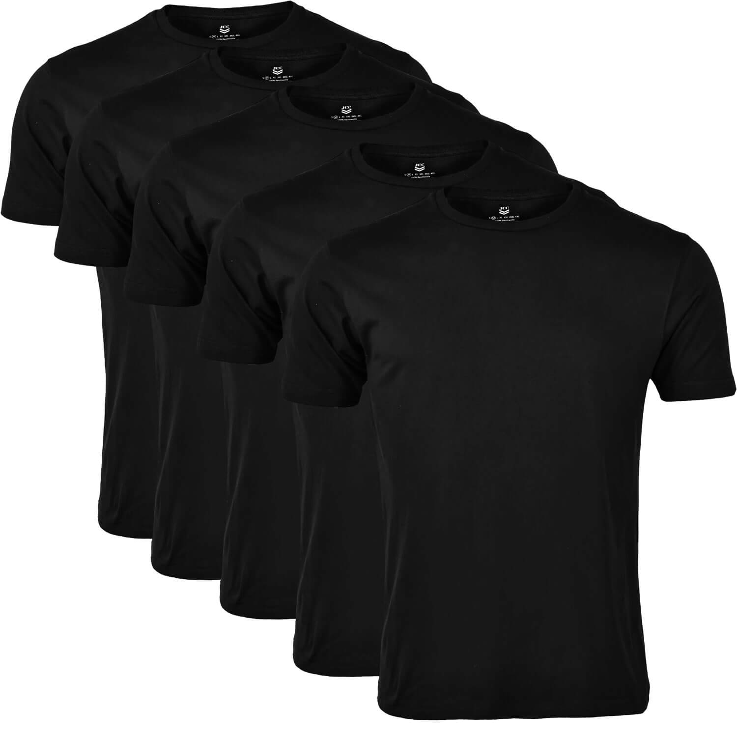 Herren T-Shirt Basic 5er-Pack, Schwarz