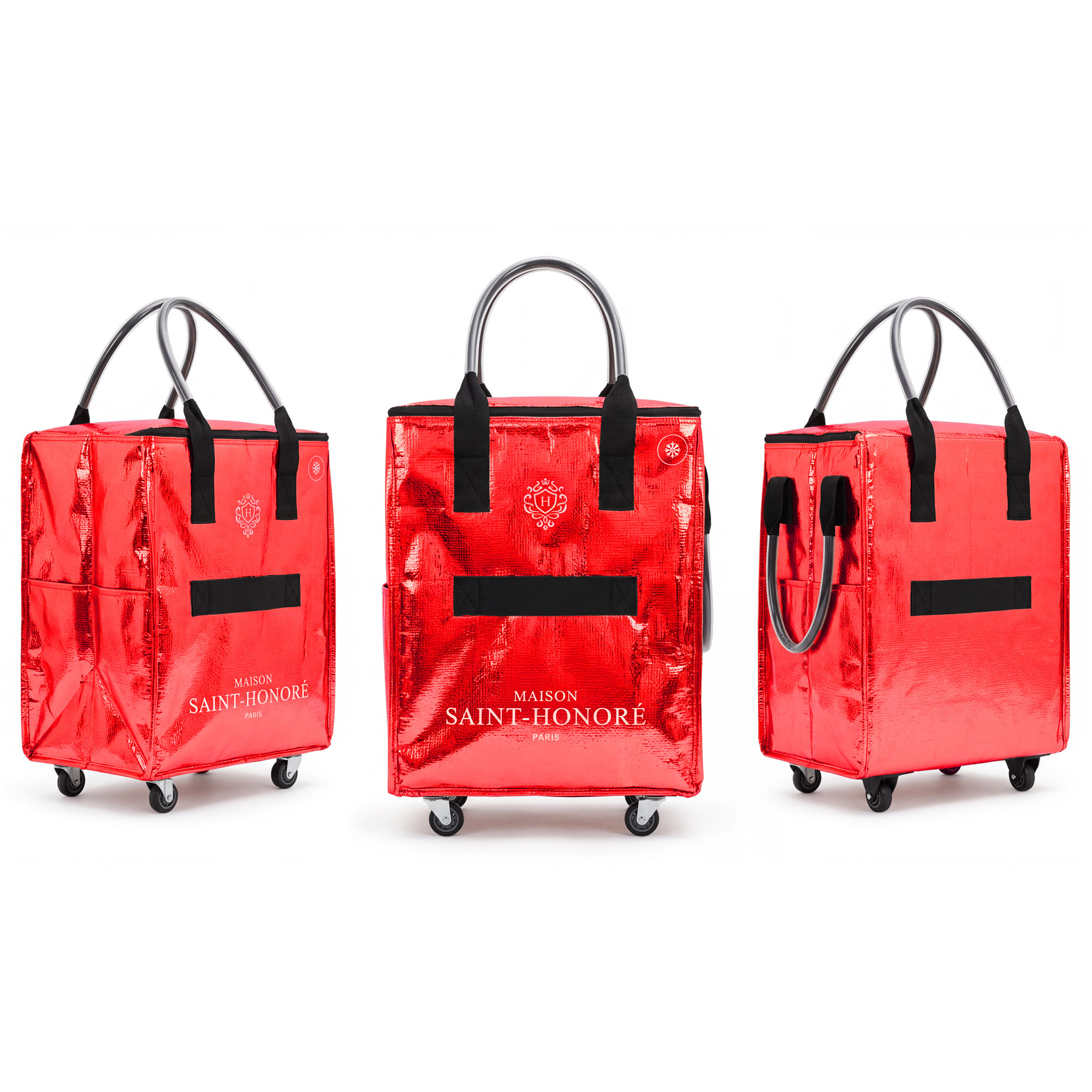 Shopper mit Rollen, Metallic Rot