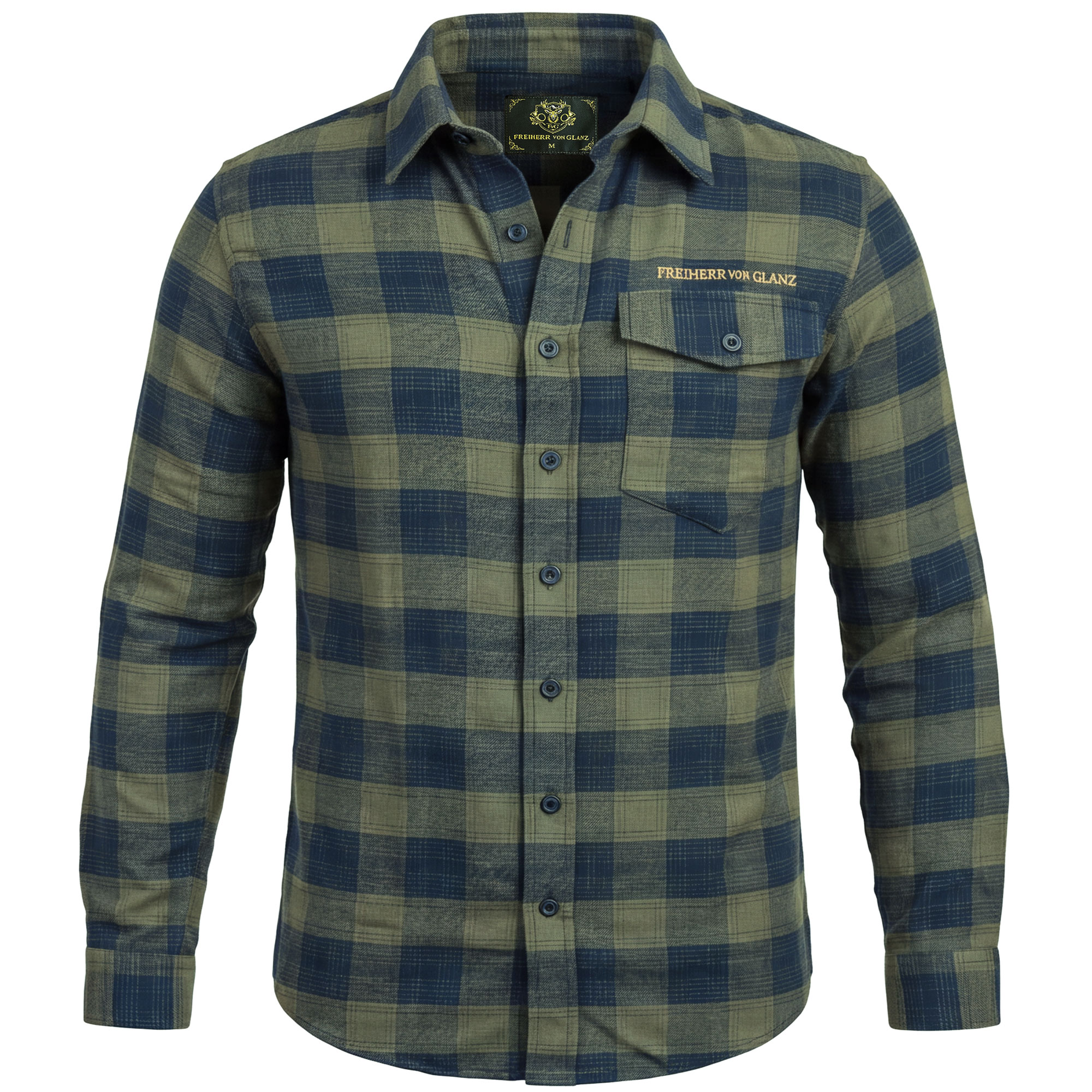 Herren Jagd Flanellhemd "Hunt", Olive-Dunkelblau