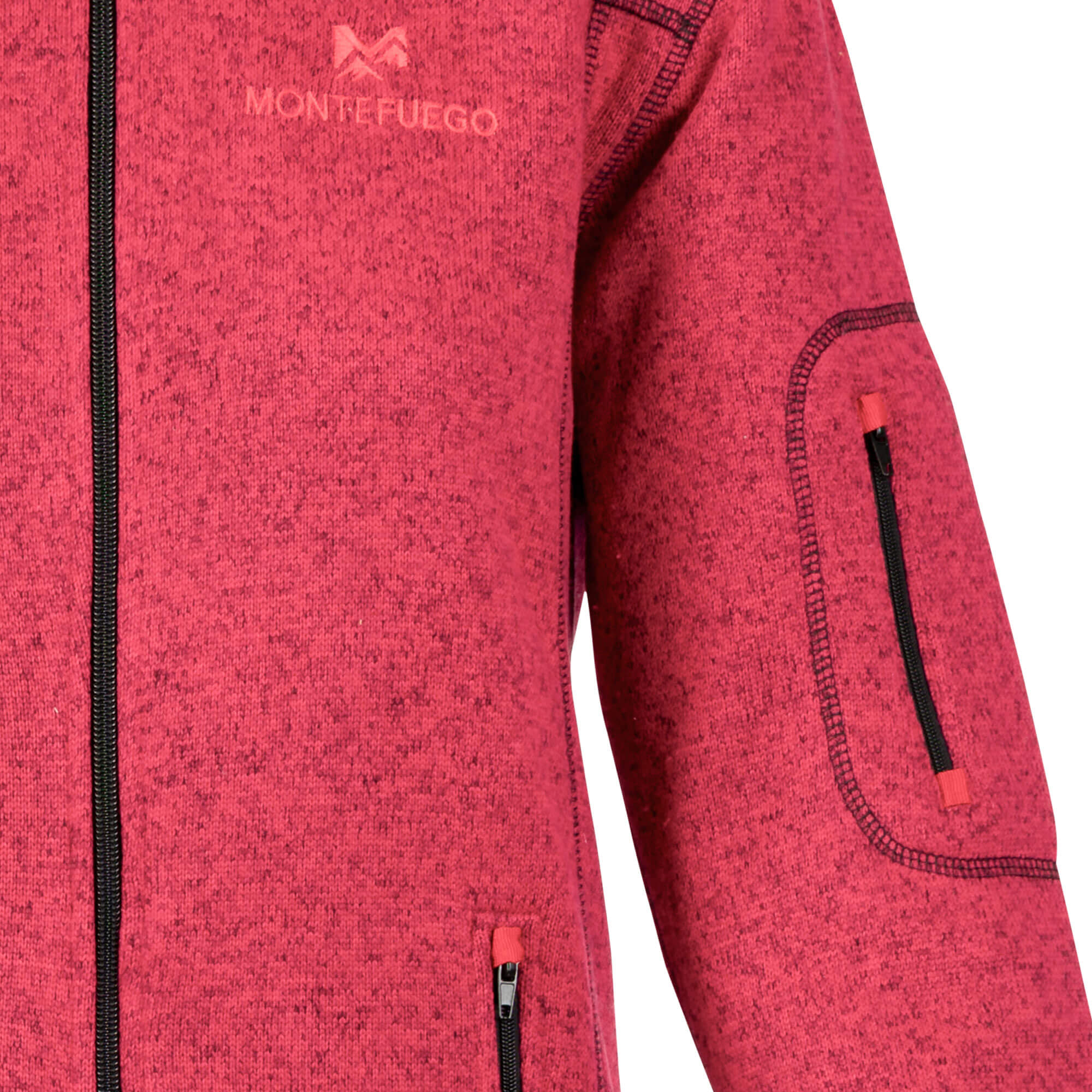Detailansicht der Damen Strickfleece Jacke "Montefuego" in der Farbe Magenta