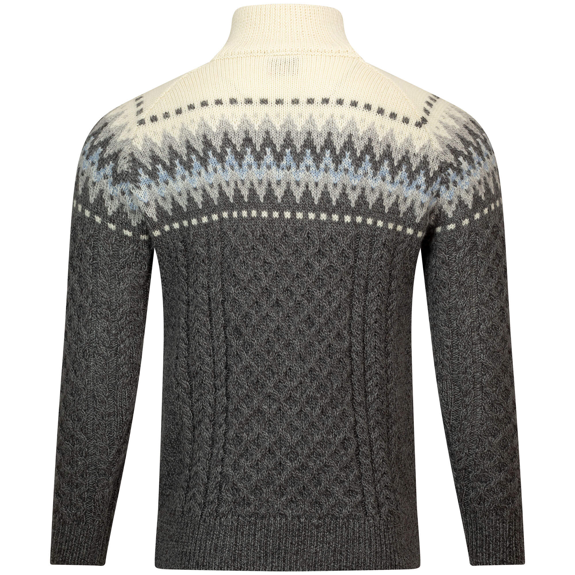 Rückansicht des Norweger Herren Pullovers "Otto", in der Farbe Anthrazit