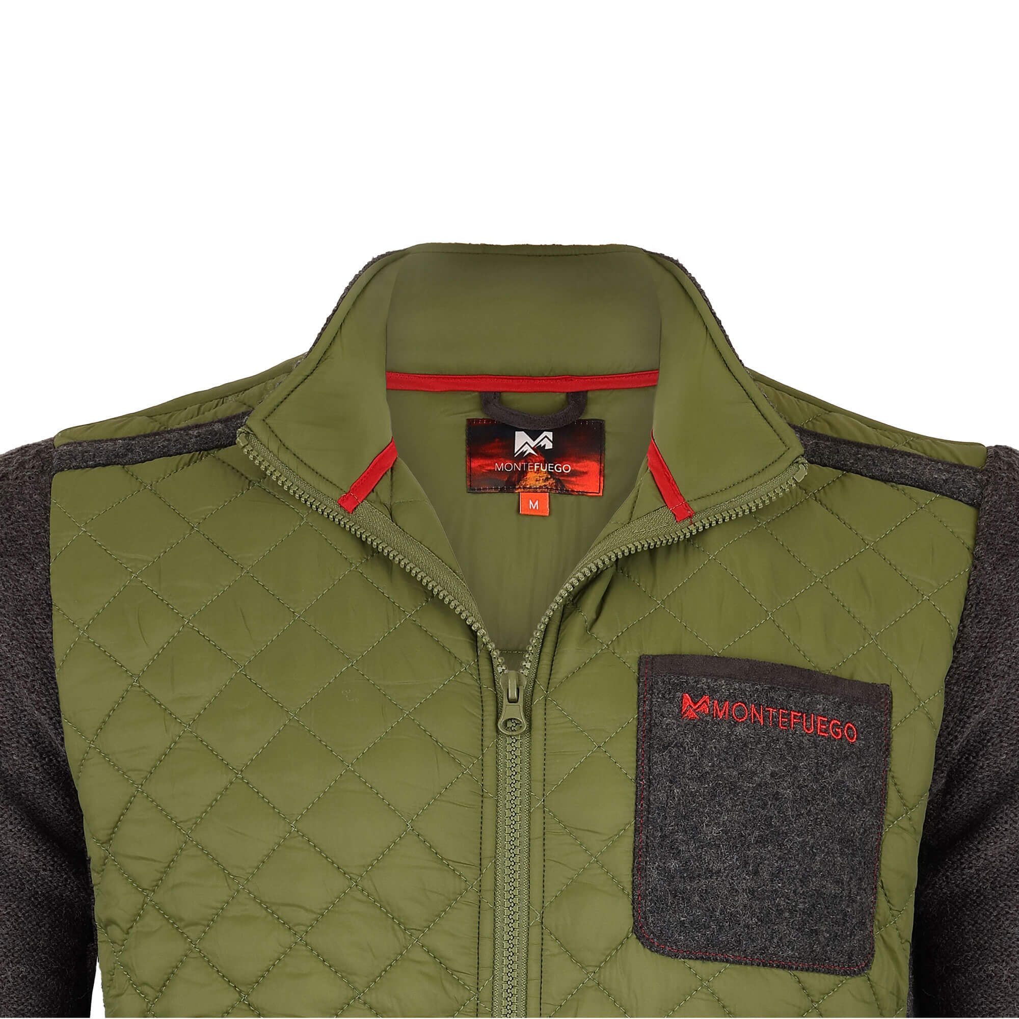 Detailansicht der Herren Strick-Stepp Outdoor Jacke "Alberto", in der Farbe Grün
