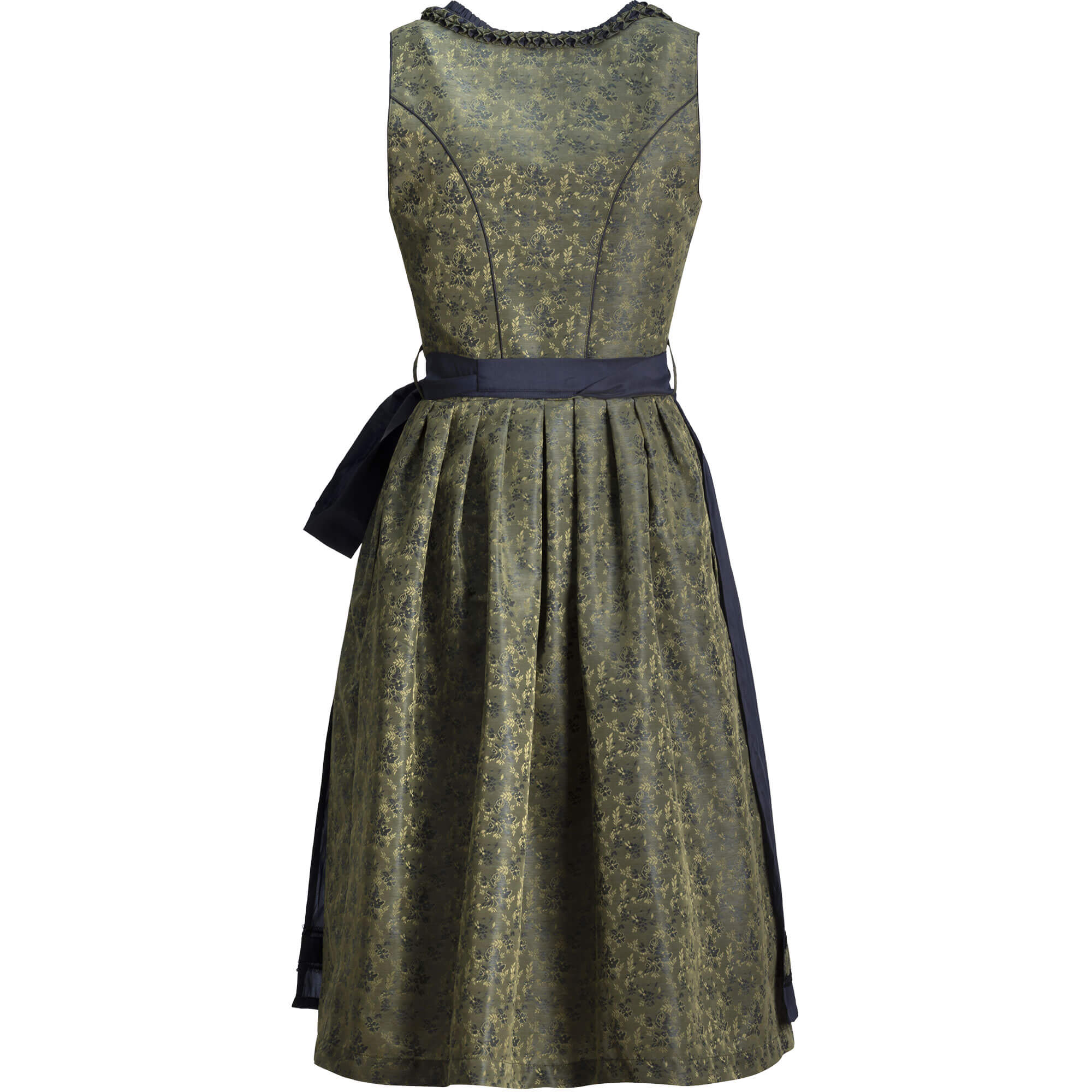 Hinteransicht des Damen Dirndl "Finine" in der Farbe Grün-Lila