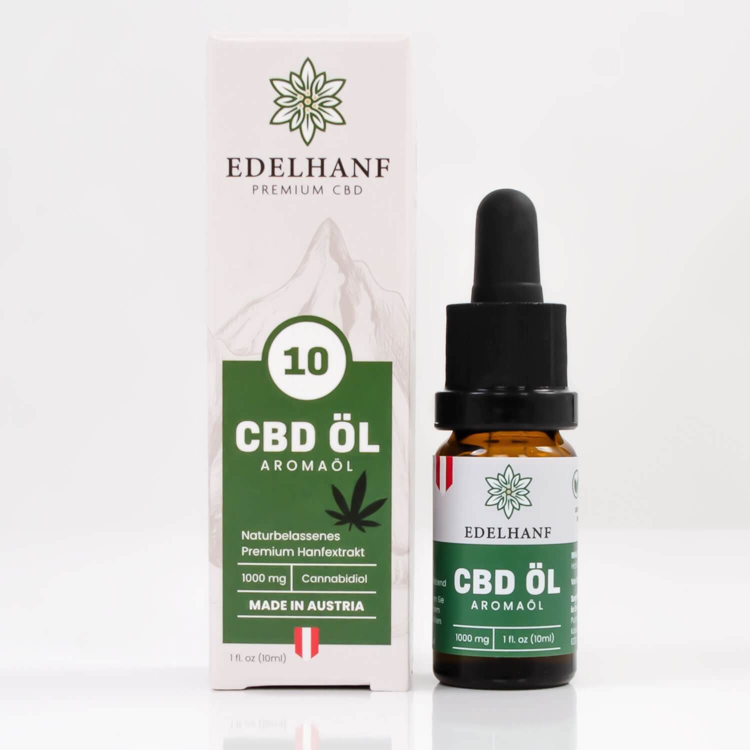 Vorderansicht des Edelhanf CBD Öls, 10%, 10ml