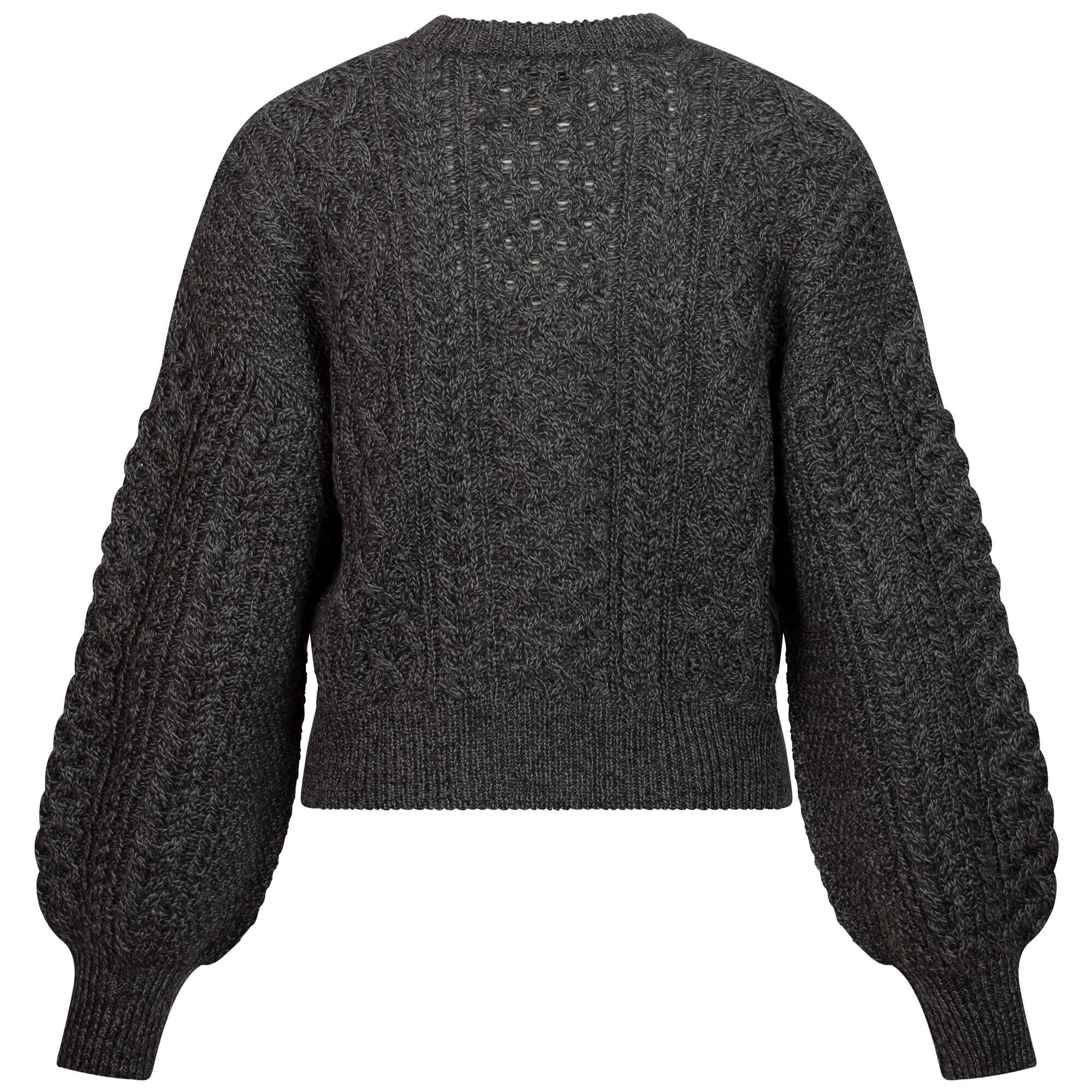 Rückansicht der Damen Strickjacke "Alma", mit langen, weiten Ärmeln, in der Farbe Anthrazit