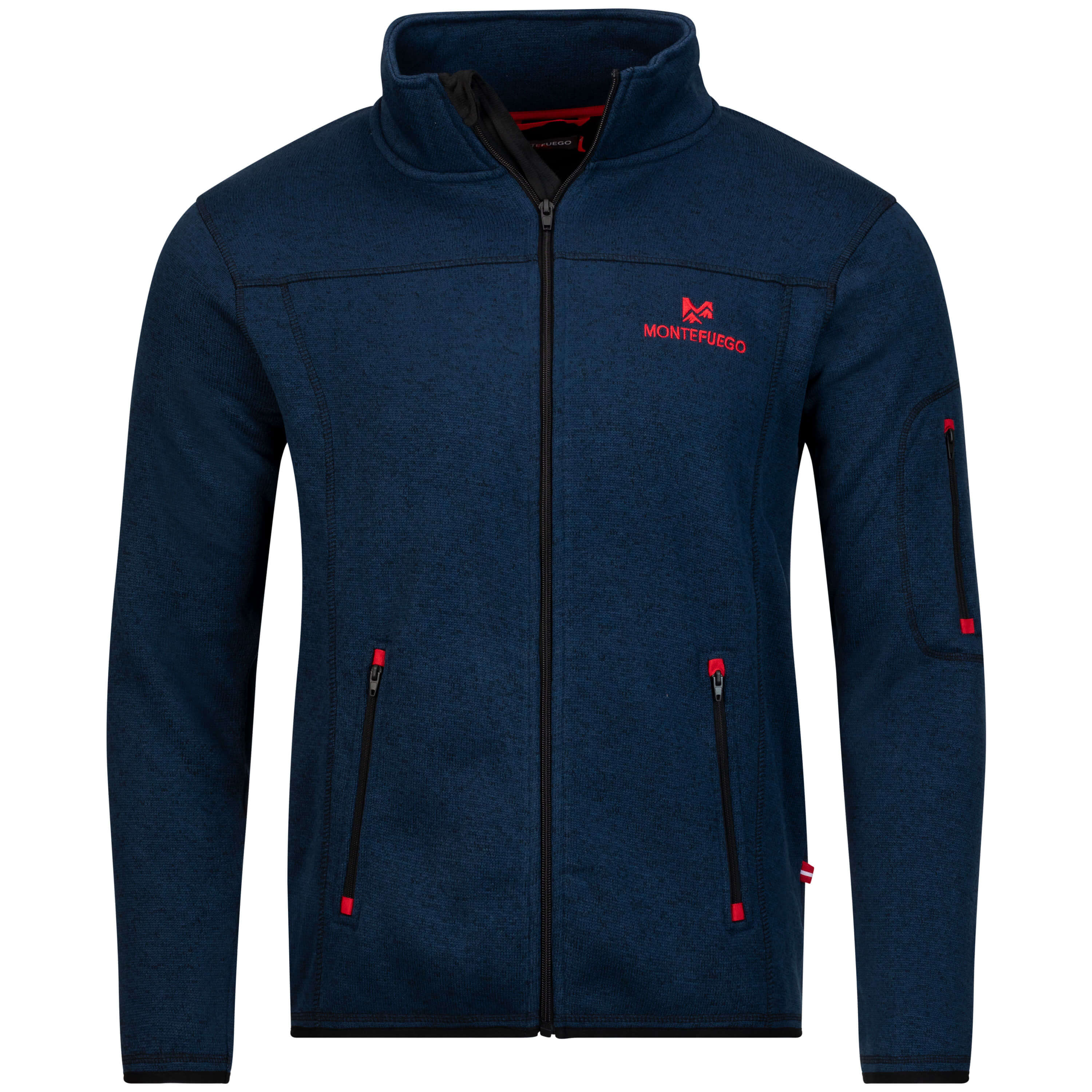 Vorderansicht der Herren Strickfleece Jacke "Rudi", in der Farbe Navy